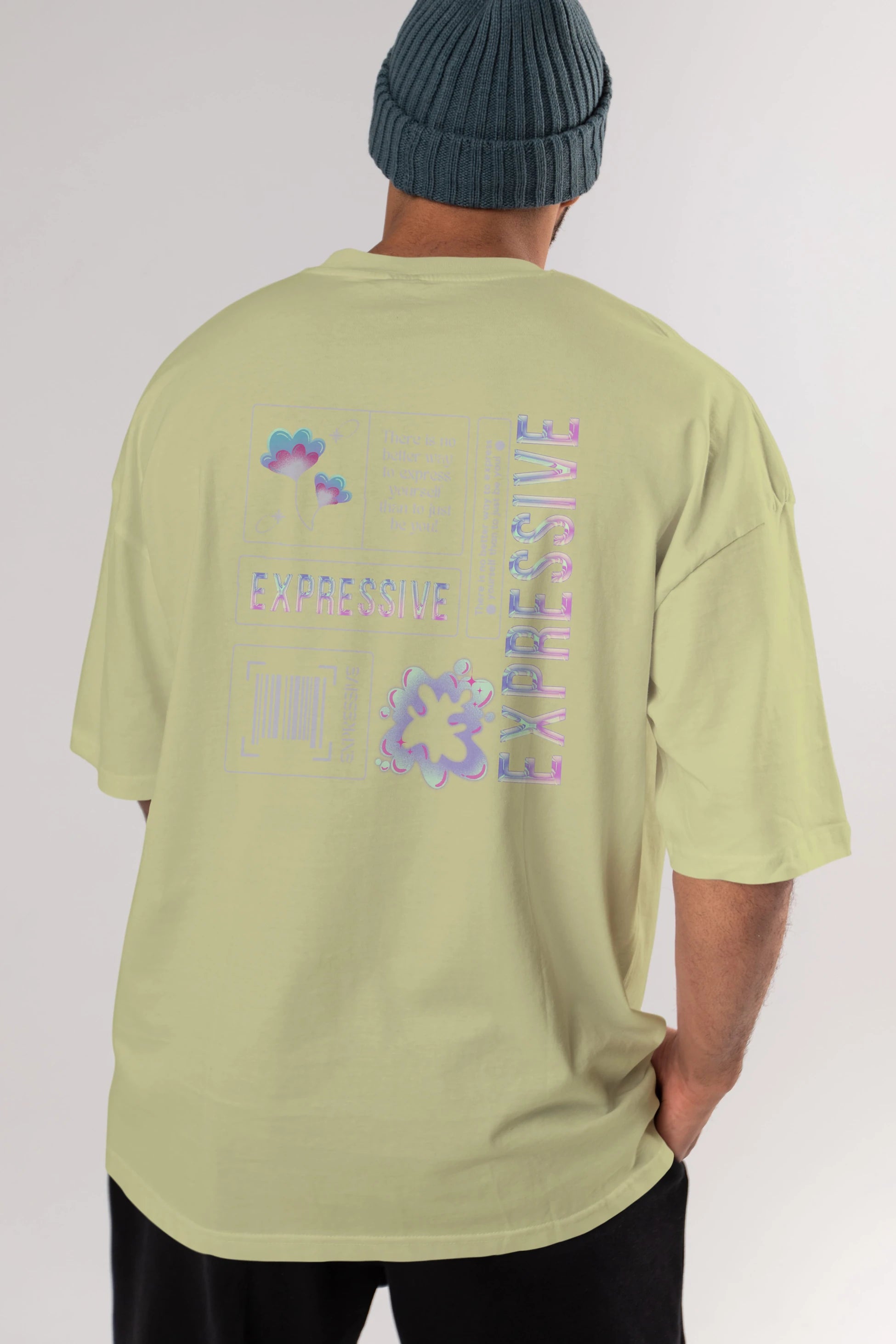 Expressive Streetwear Arka Baskılı Oversize t-shirt Erkek Kadın Unisex