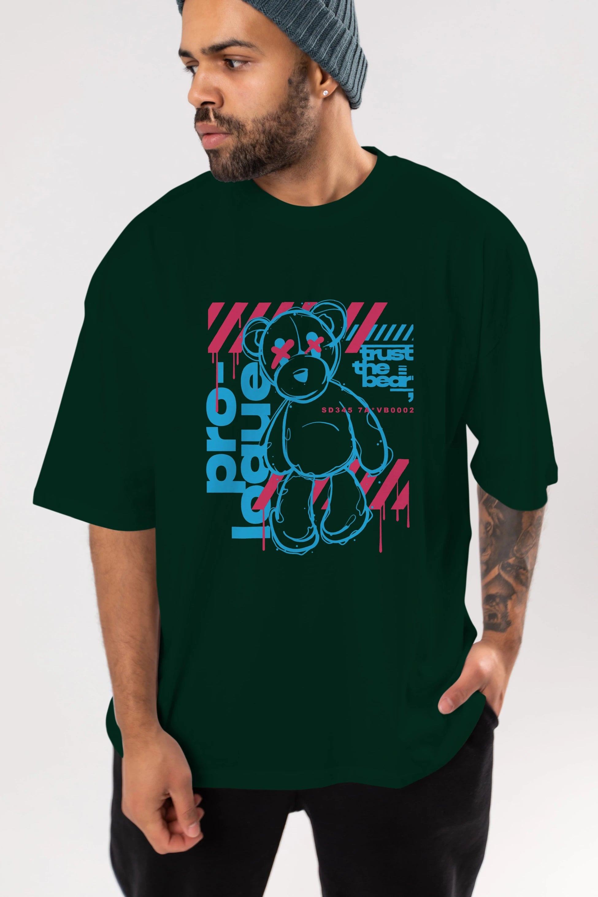 Trust The Bear Ön Baskılı Oversize t-shirt Erkek Kadın Unisex