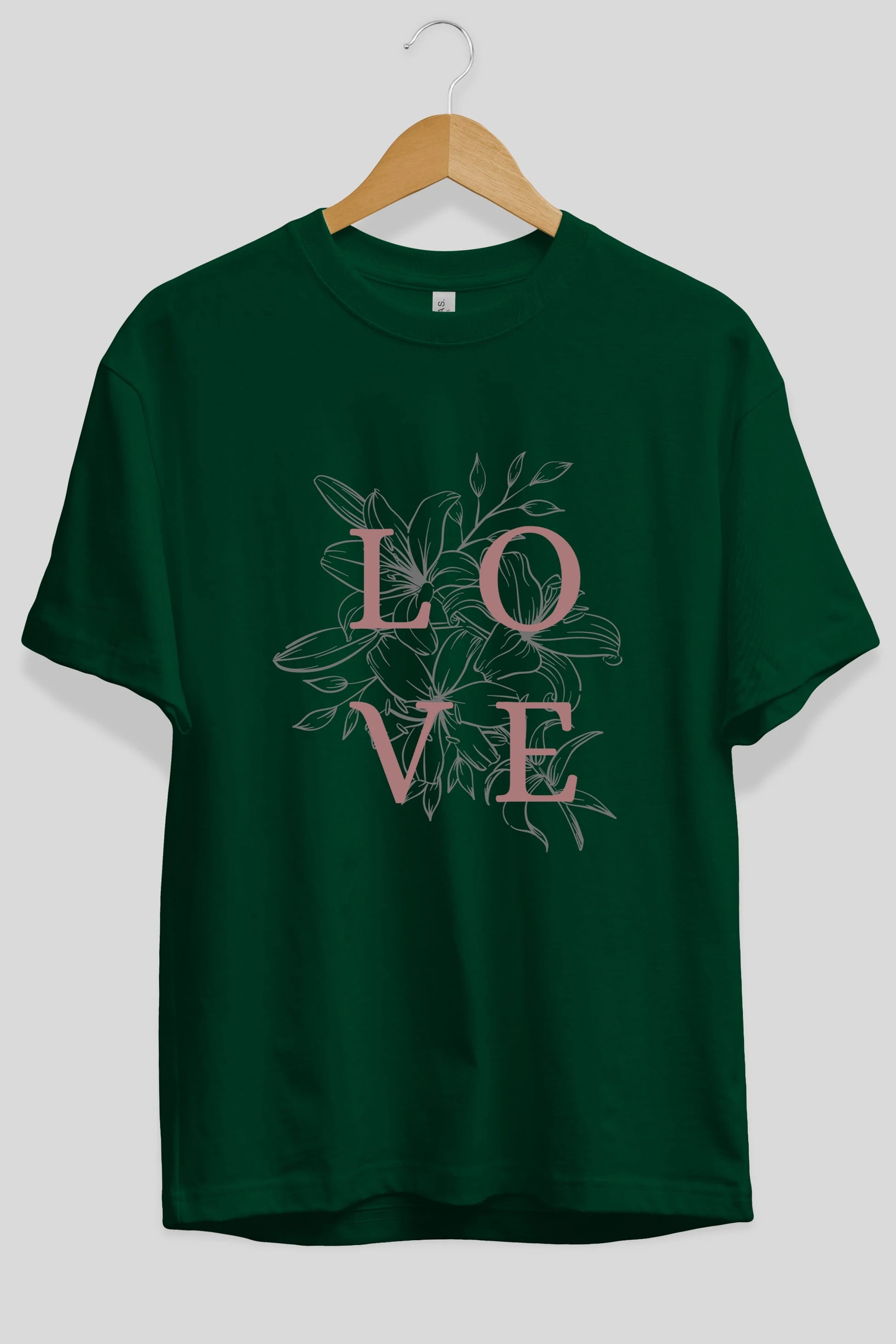 Love Yazılı Ön Baskılı Oversize t-shirt Erkek Kadın Unisex
