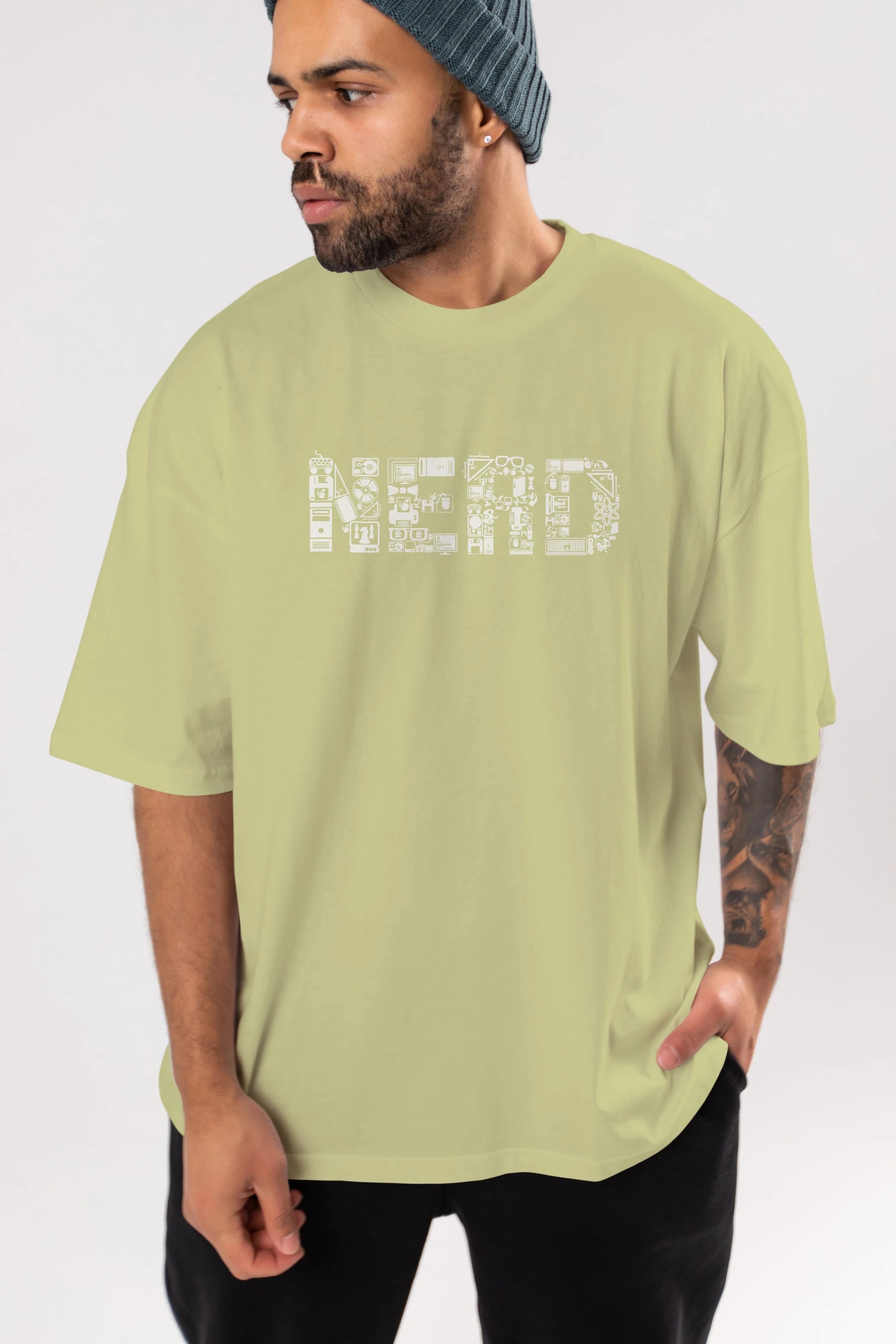 NERD Ön Baskılı Oversize t-shirt %100 pamuk Erkek Kadın Unisex