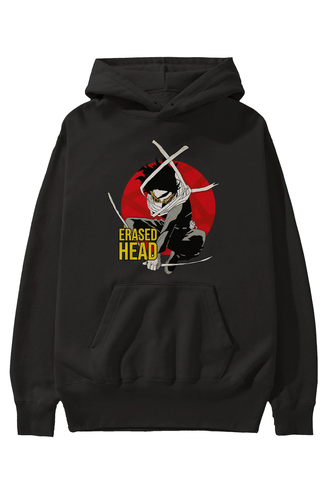 Erased Head Anime Ön Baskılı Hoodie Oversize Kapüşonlu Sweatshirt Erkek Kadın Unisex