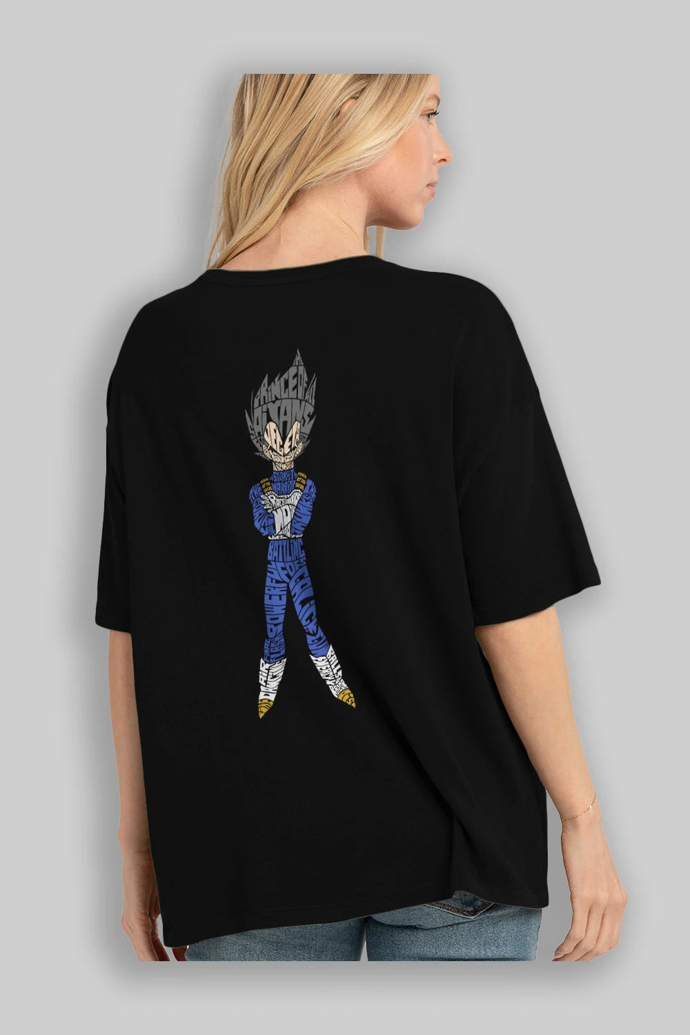 Vegeta Arka Baskılı Oversize t-shirt %100 pamuk Erkek Kadın Unisex