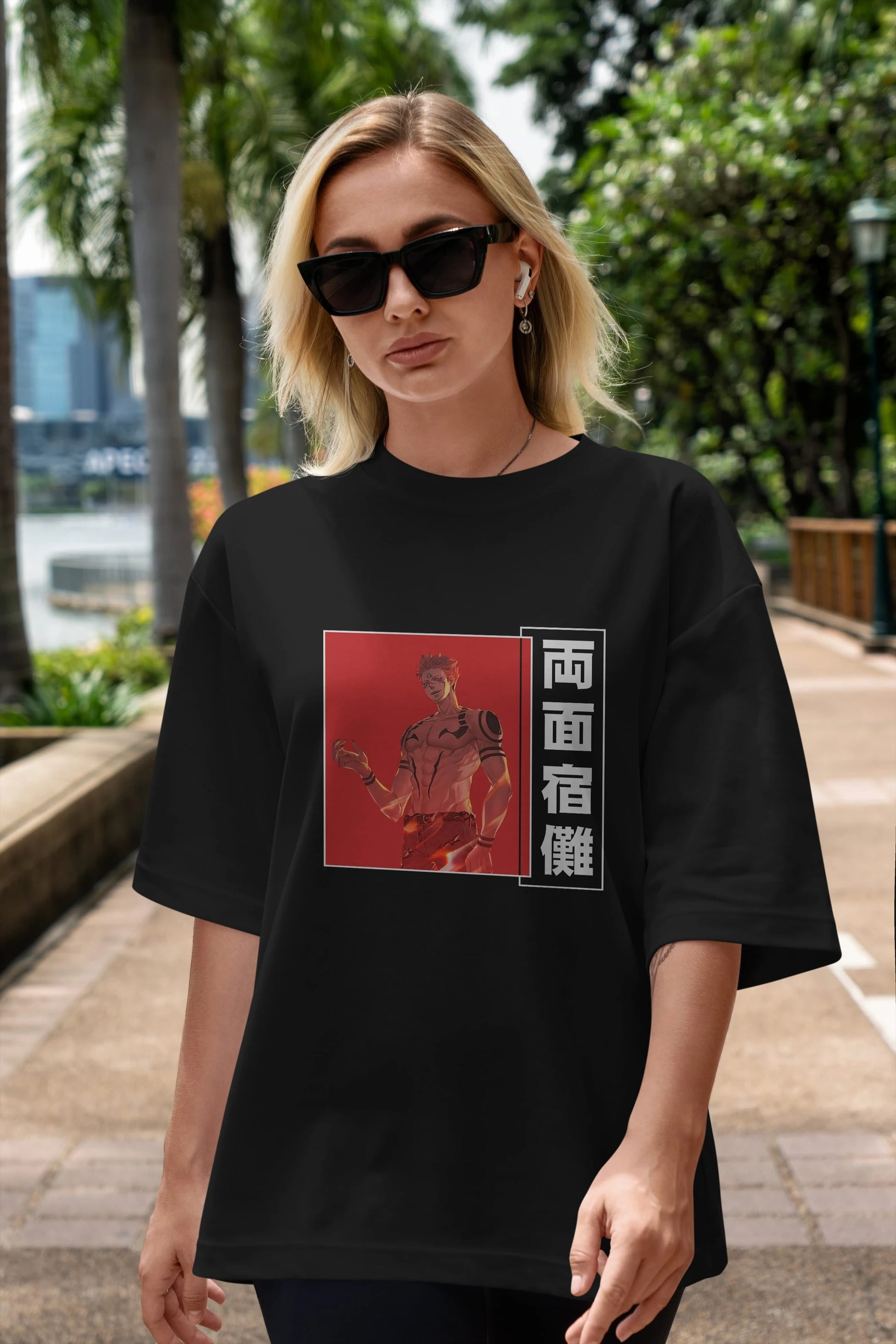 Sukuna Ryoumen 3 Anime Ön Baskılı Oversize t-shirt %100 pamuk Erkek Kadın Unisex