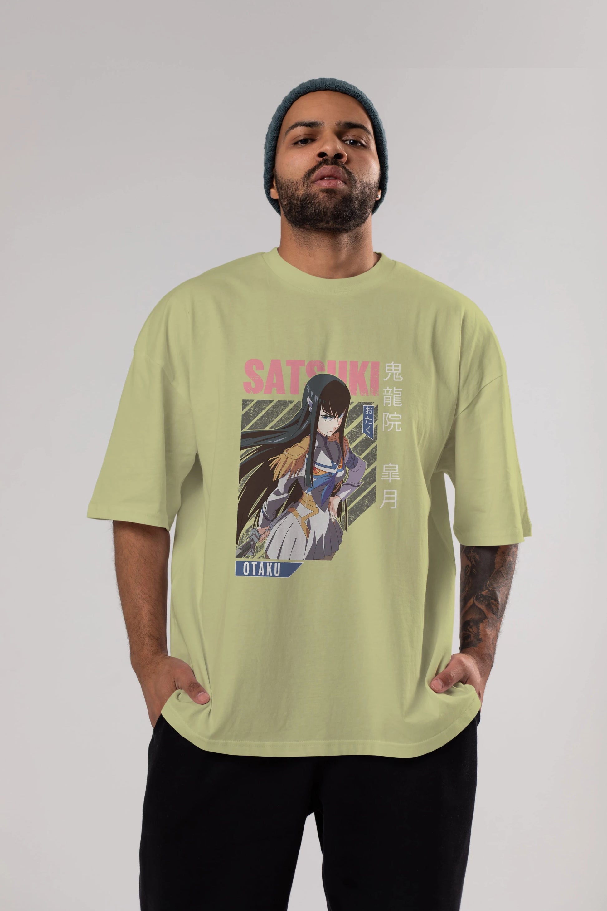 Satsuki Kiryuuin 8 Anime Ön Baskılı Oversize t-shirt %100 pamuk Erkek Kadın Unisex
