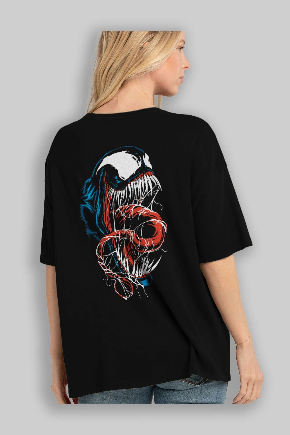 Venom (10) Arka Baskılı Oversize t-shirt Erkek Kadın Unisex %100 Pamuk Bisiklet Yaka tişort