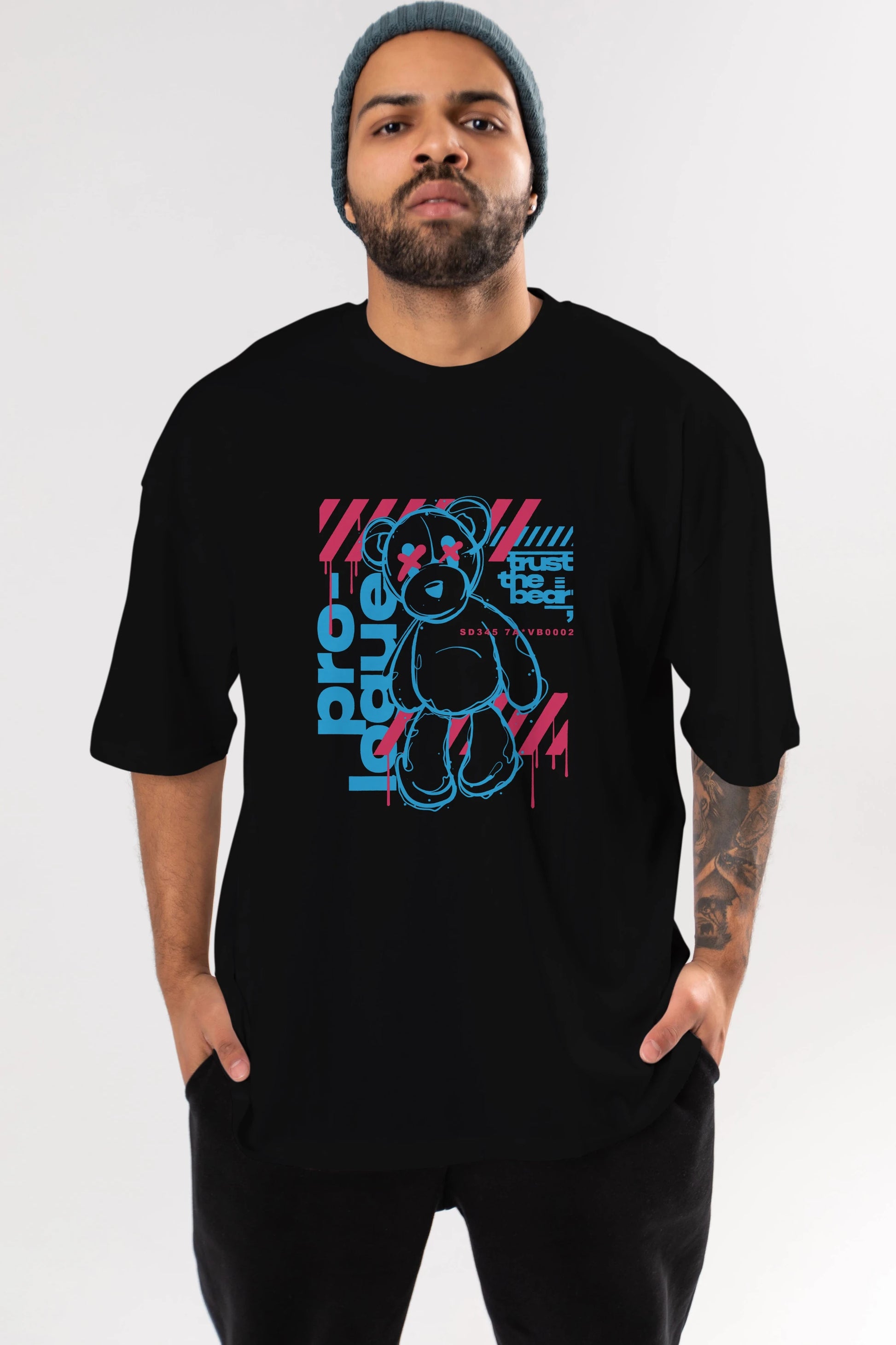 Trust The Bear Ön Baskılı Oversize t-shirt Erkek Kadın Unisex