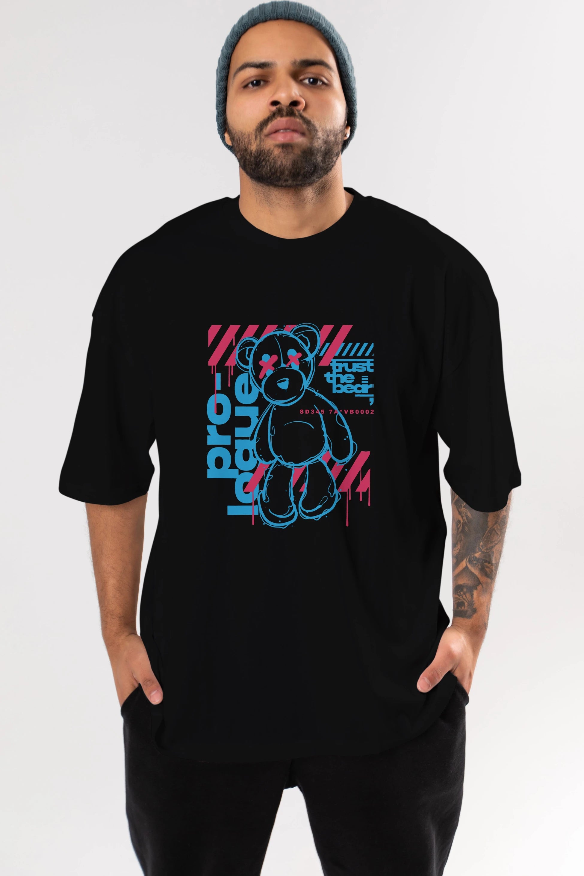 Trust The Bear Ön Baskılı Oversize t-shirt Erkek Kadın Unisex