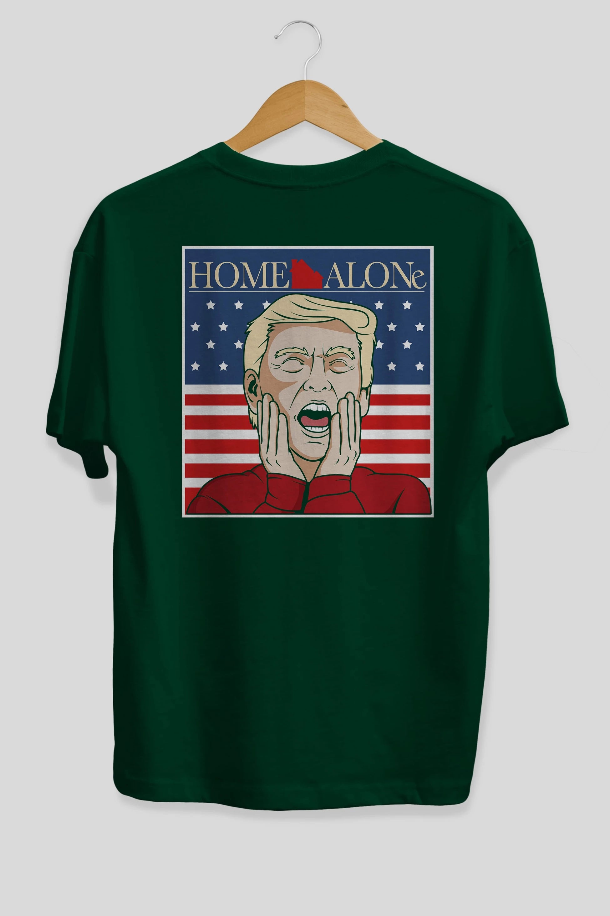 Home Alone Trump Arka Baskılı Oversize t-shirt Erkek Kadın Unisex %100 Pamuk tişort