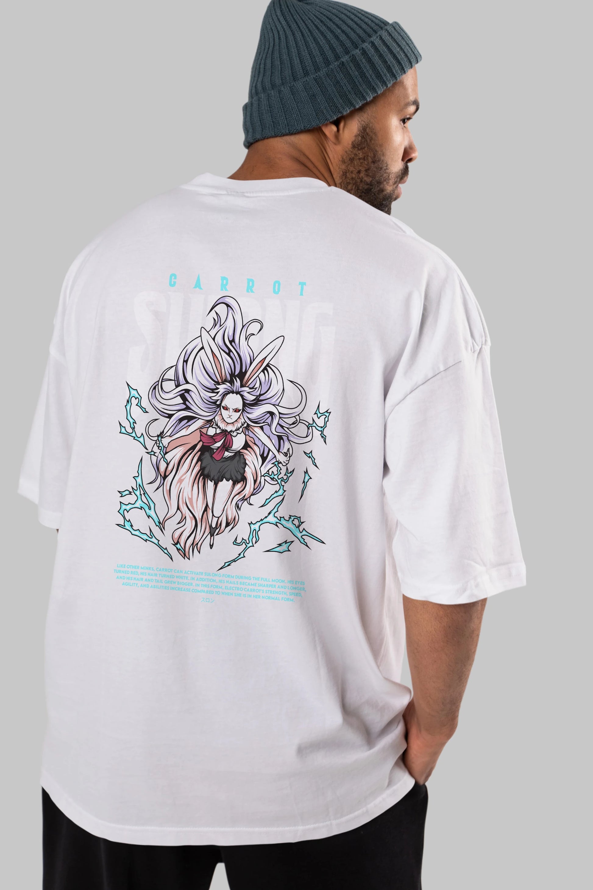 Carrot Sulong Anime Arka Baskılı Oversize t-shirt Erkek Kadın Unisex