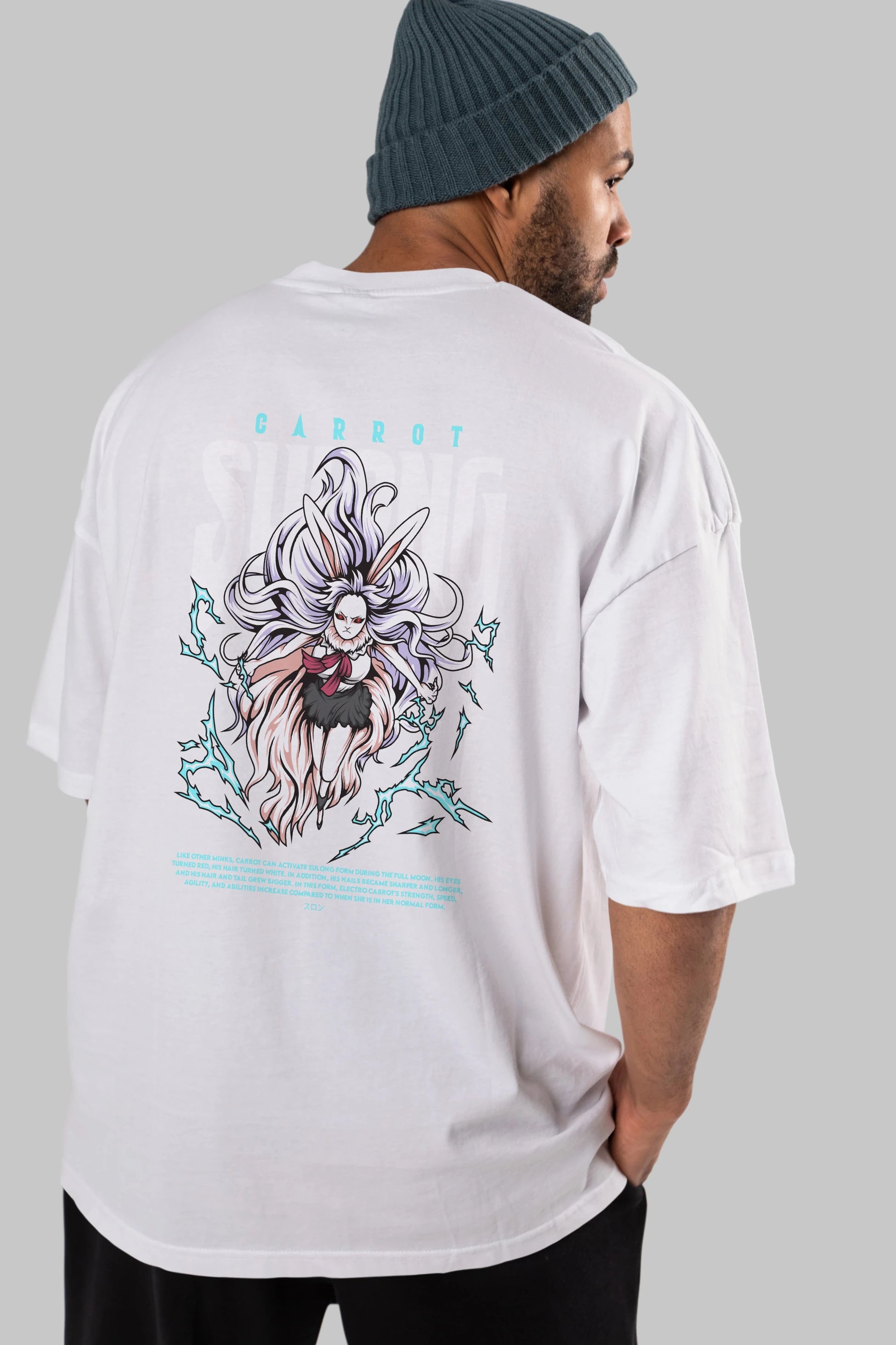 Carrot Sulong Anime Arka Baskılı Oversize t-shirt Erkek Kadın Unisex
