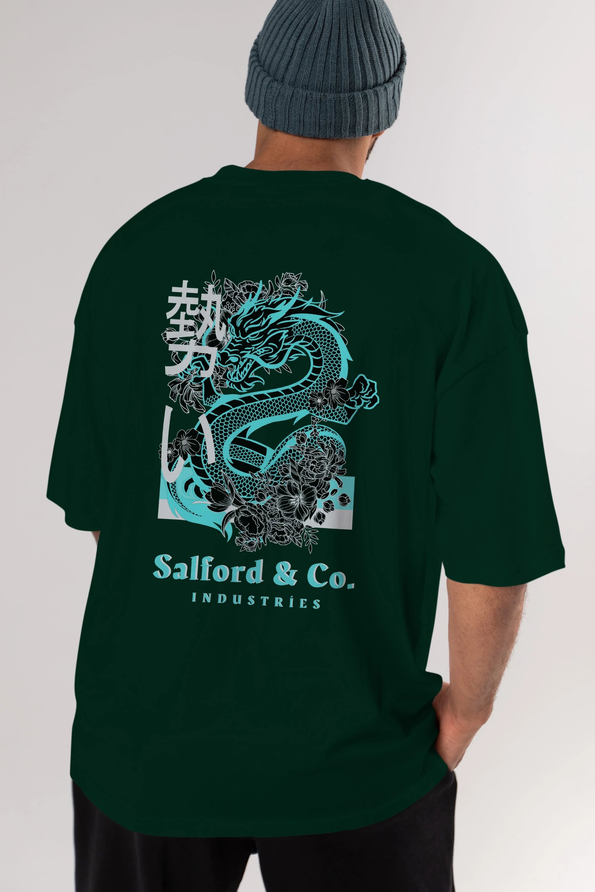 Dragon Arka Baskılı Oversize t-shirt Erkek Kadın Unisex