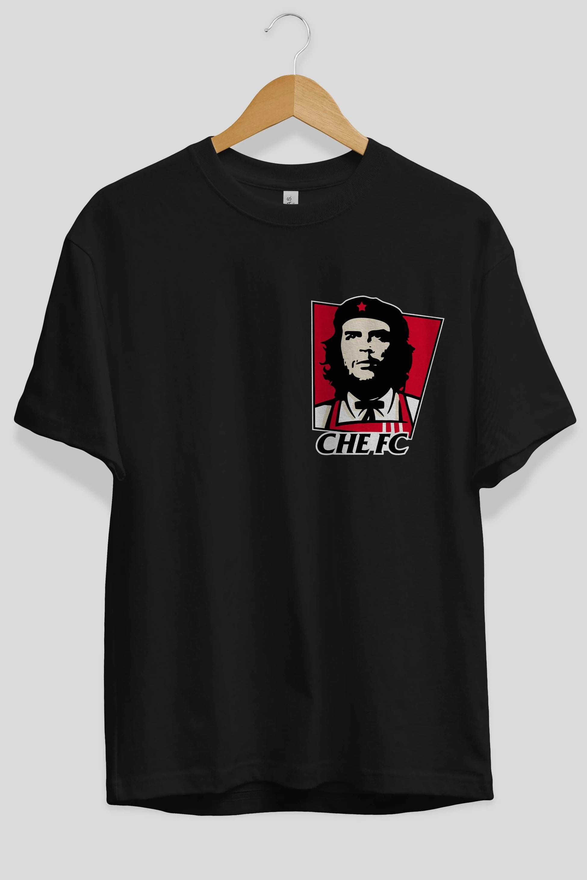 Che FC Ön Sol Baskılı Oversize t-shirt Erkek Kadın Unisex %100 Pamuk Bisiklet Yaka tişort