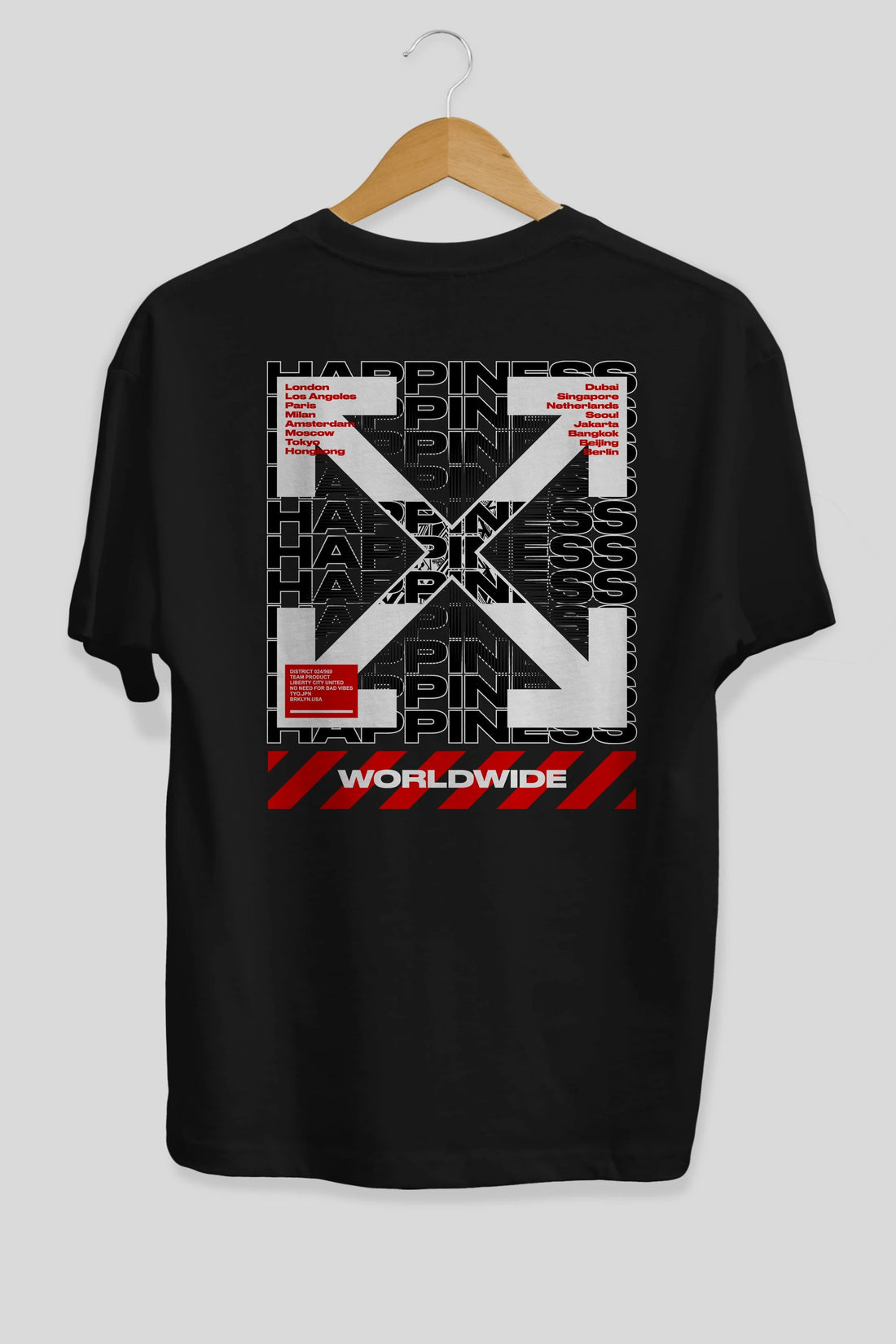 Happiness Worldwide Arka Baskılı Oversize t-shirt Erkek Kadın Unisex