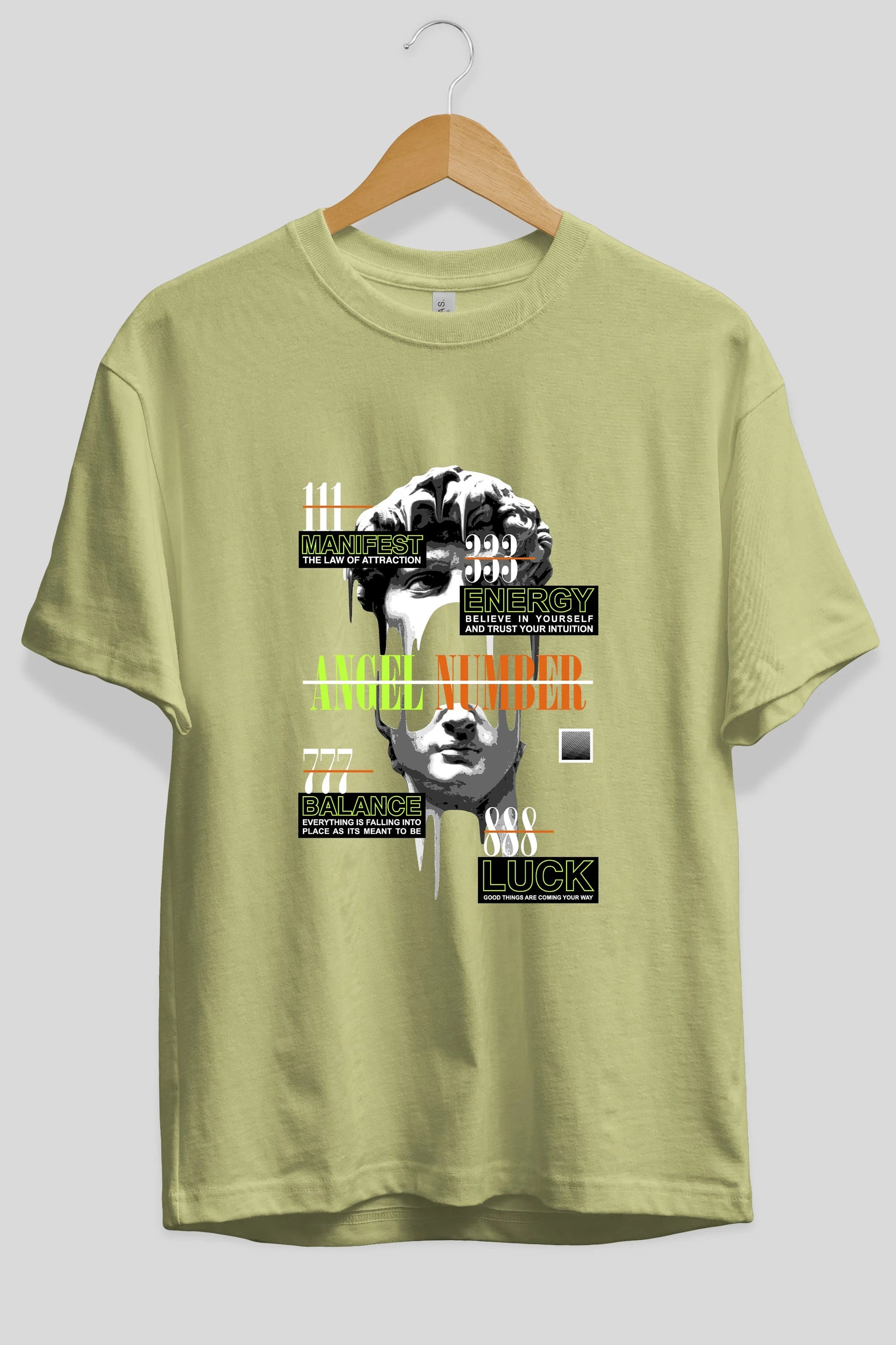 Angel Number Ön Baskılı Oversize t-shirt Erkek Kadın Unisex