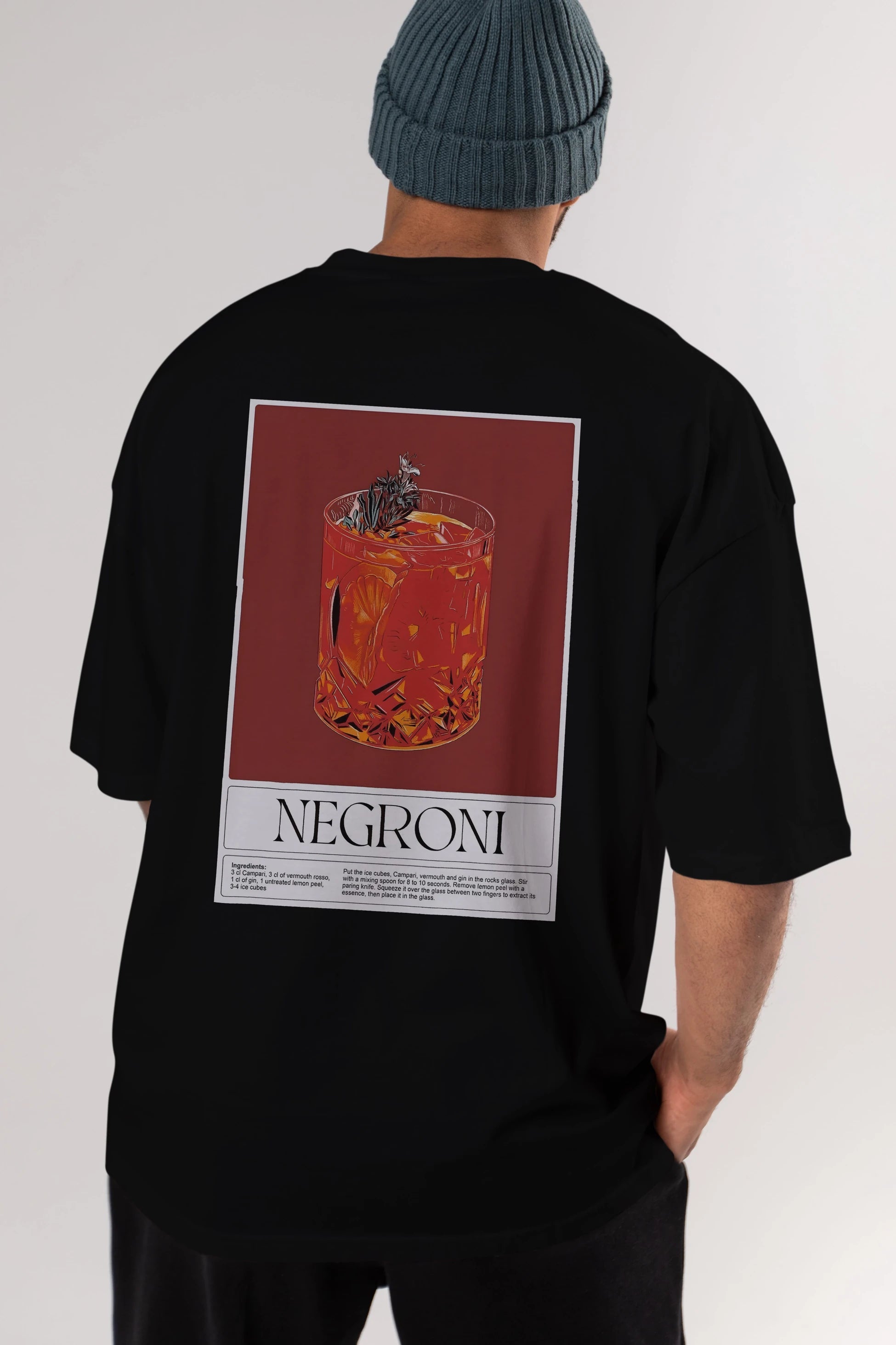 Negroni 2 Arka Baskılı Oversize t-shirt Erkek Kadın Unisex %100 Pamuk Bisiklet Yaka tişort