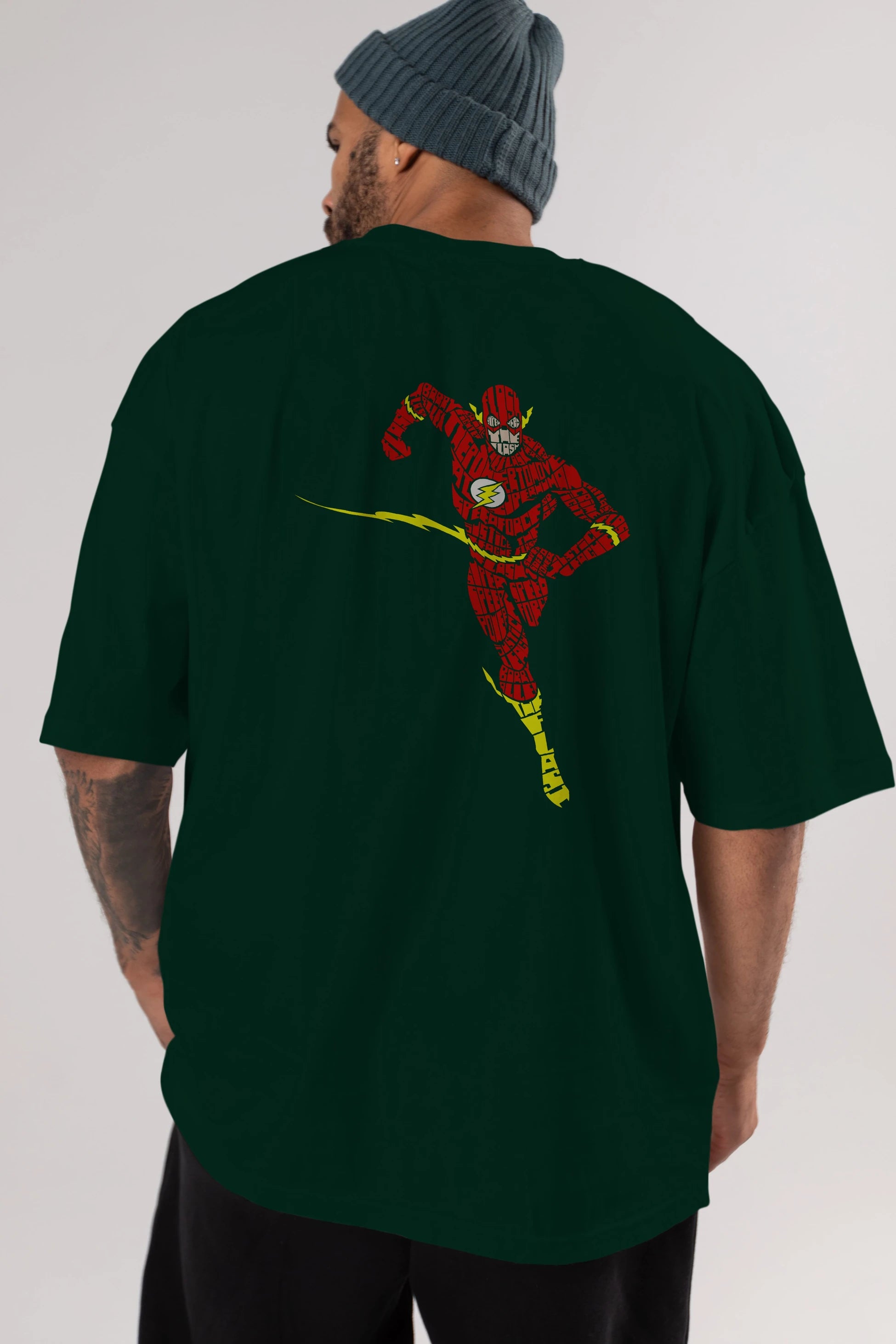 The Flash Arka Baskılı Oversize t-shirt %100 pamuk Erkek Kadın Unisex
