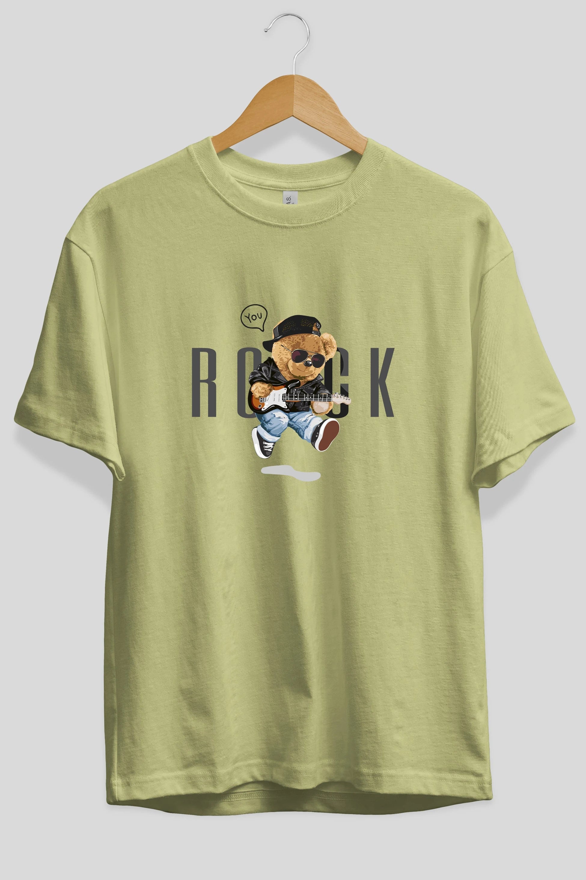 Teddy Bear Rock Ön Baskılı Oversize t-shirt Erkek Kadın Unisex %100 Pamuk
