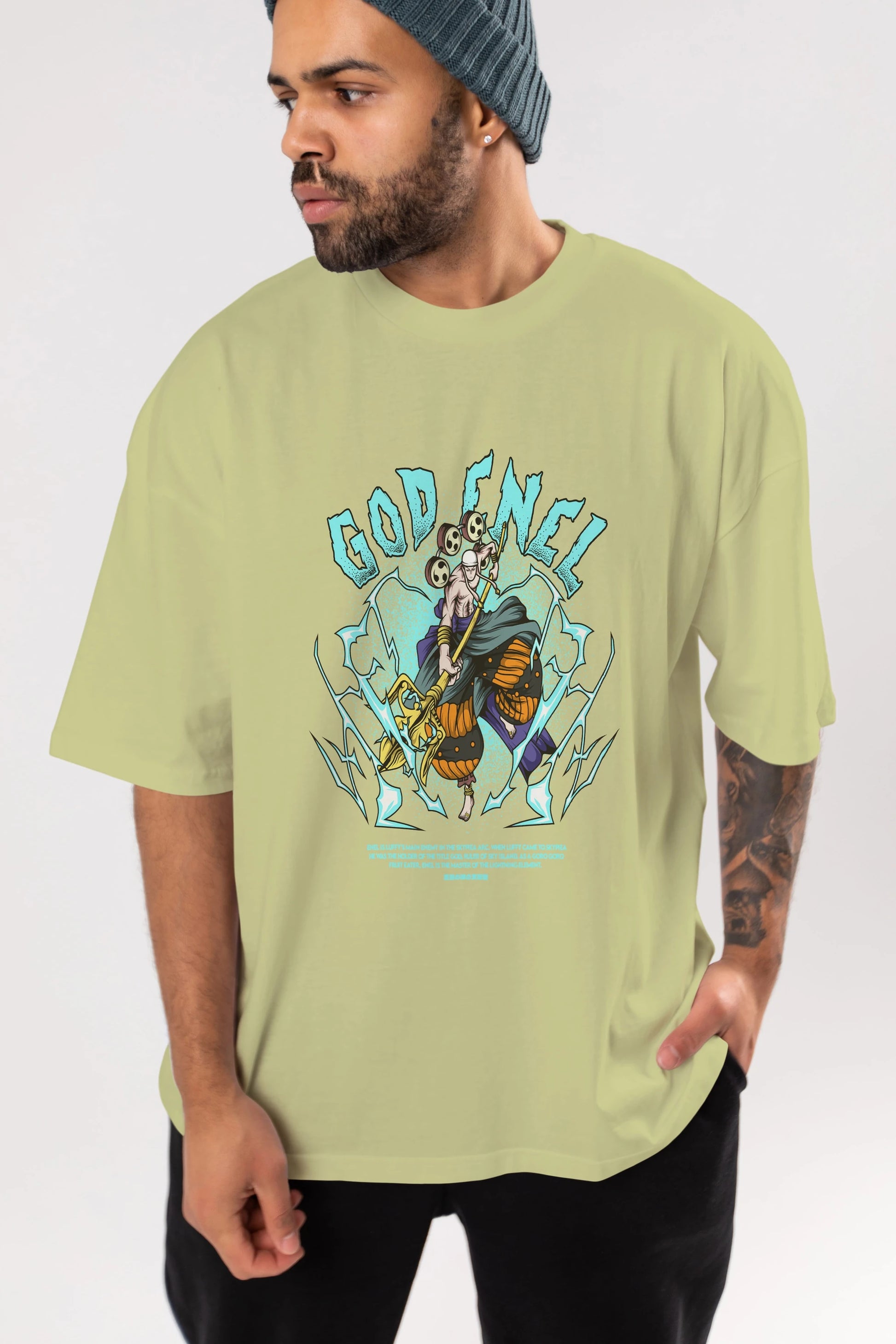Eneru Anime Ön Baskılı Oversize t-shirt %100 pamuk Erkek Kadın Unisex