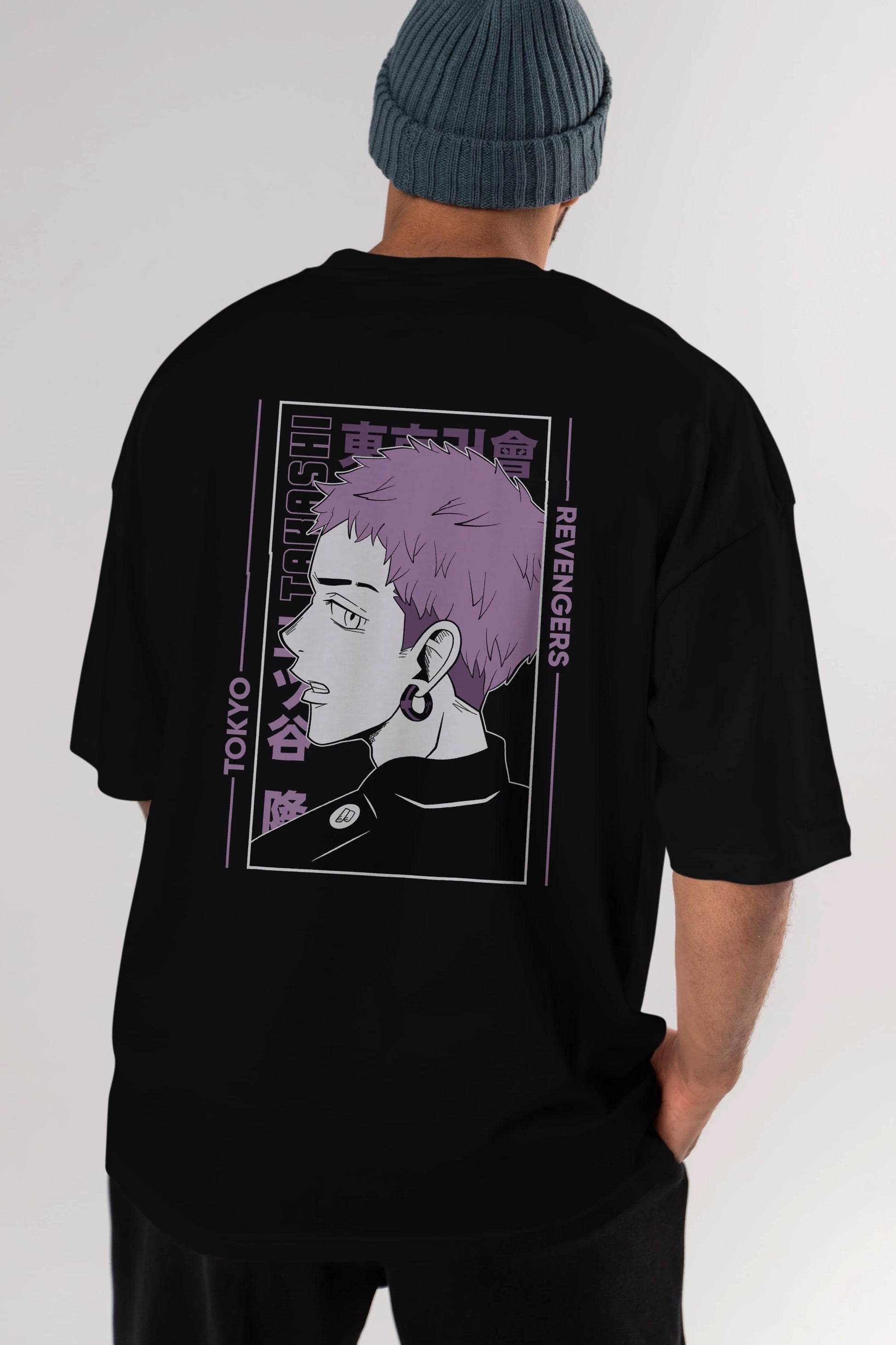 Takashi Mitsuya Anime Arka Baskılı Oversize t-shirt Erkek Kadın Unisex