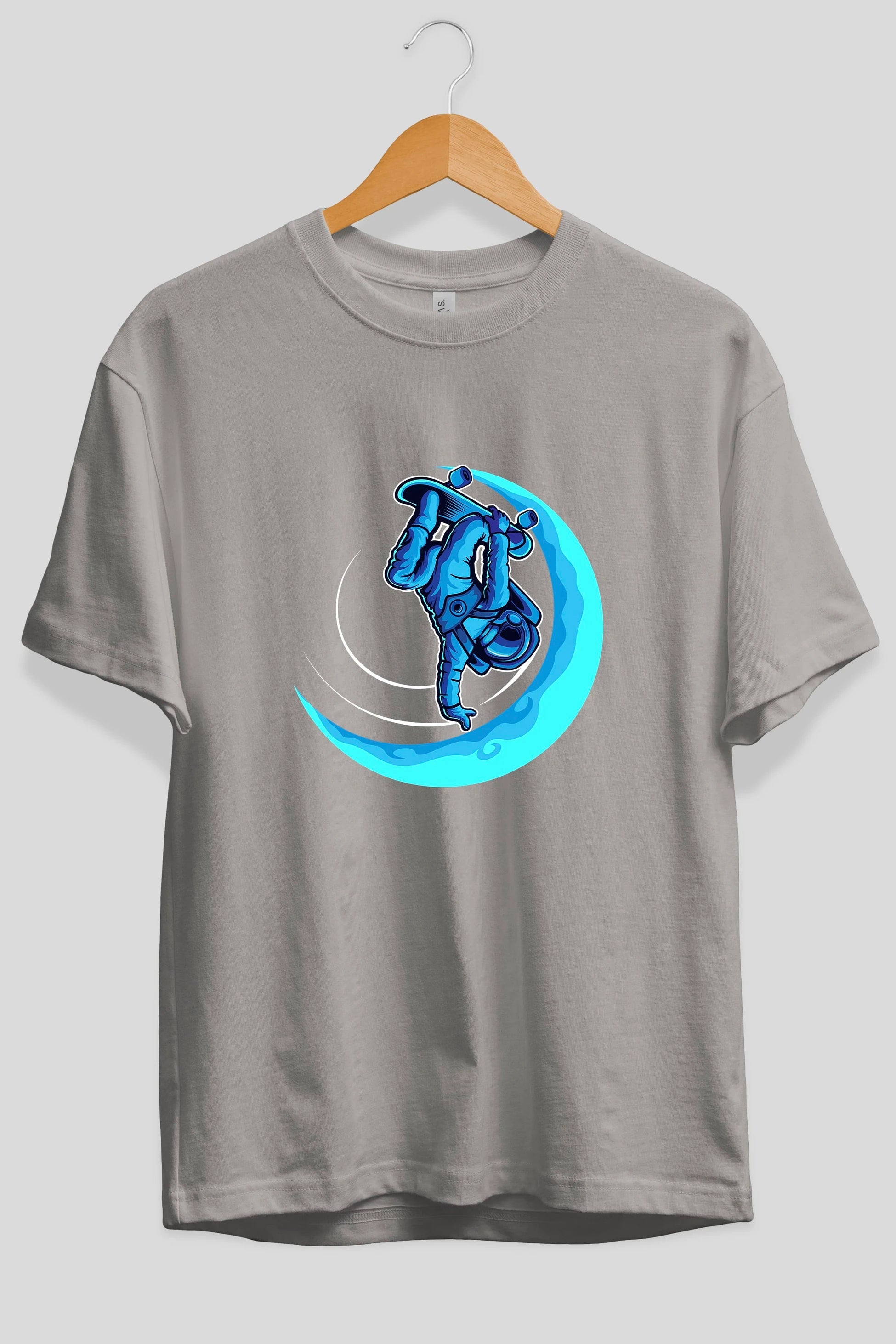 Skating on the moon Ön Baskılı Oversize t-shirt Erkek Kadın Unisex