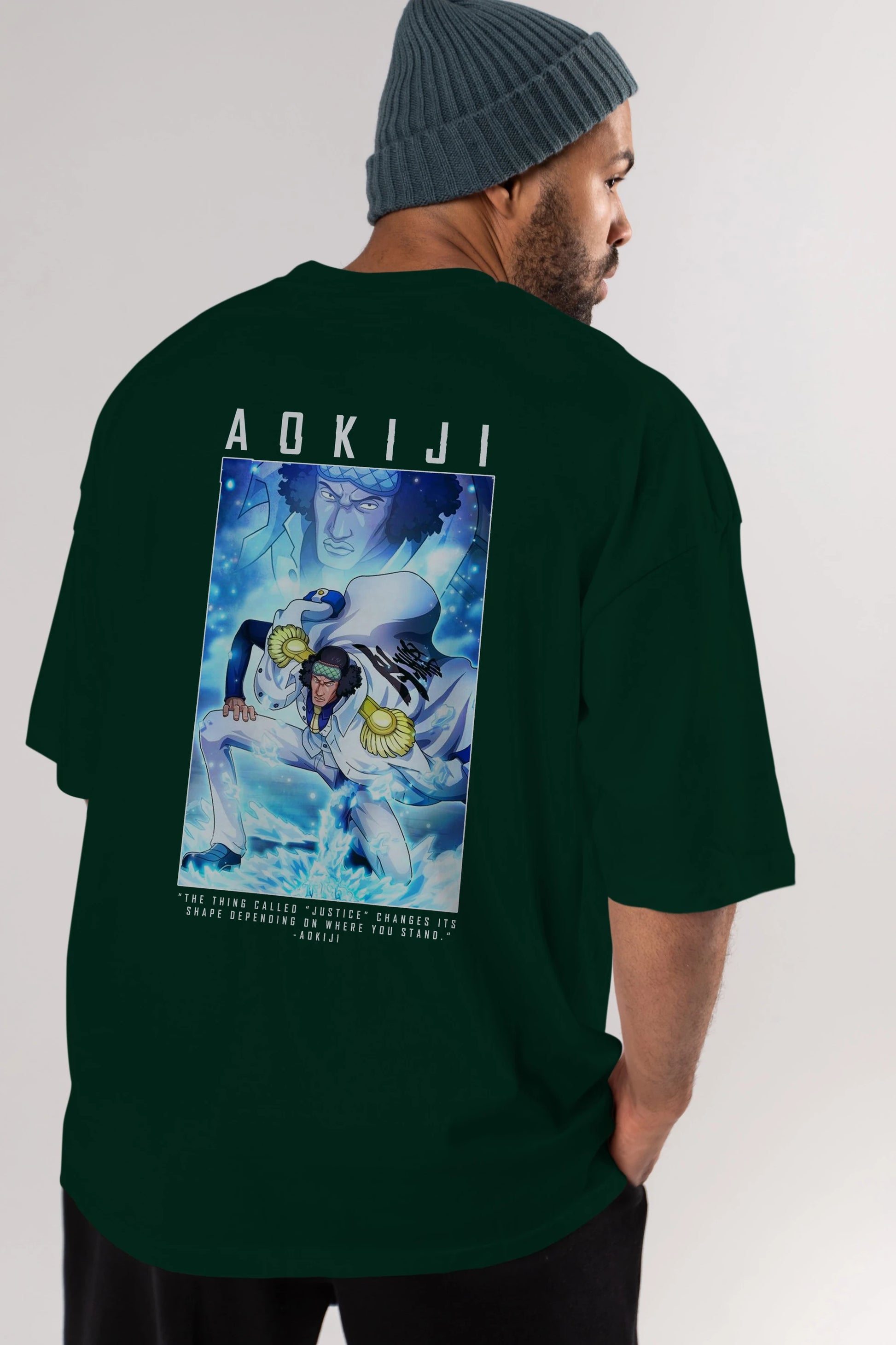 Kuzan Anime Arka Baskılı Oversize t-shirt Erkek Kadın Unisex %100 pamuk tişort