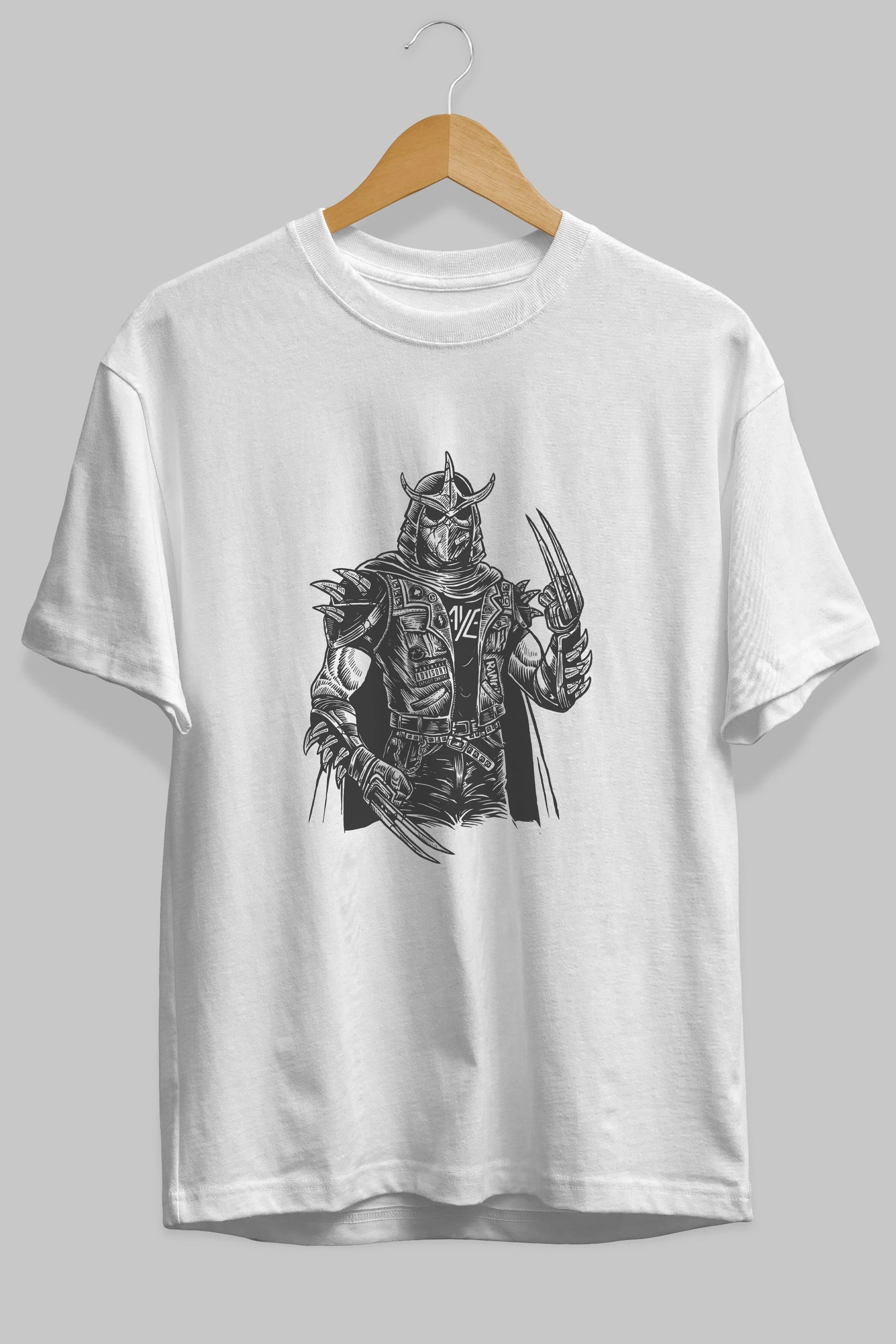 Shredder Punk Ön Baskılı Oversize t-shirt Erkek Kadın Unisex %100 Pamuk tişort