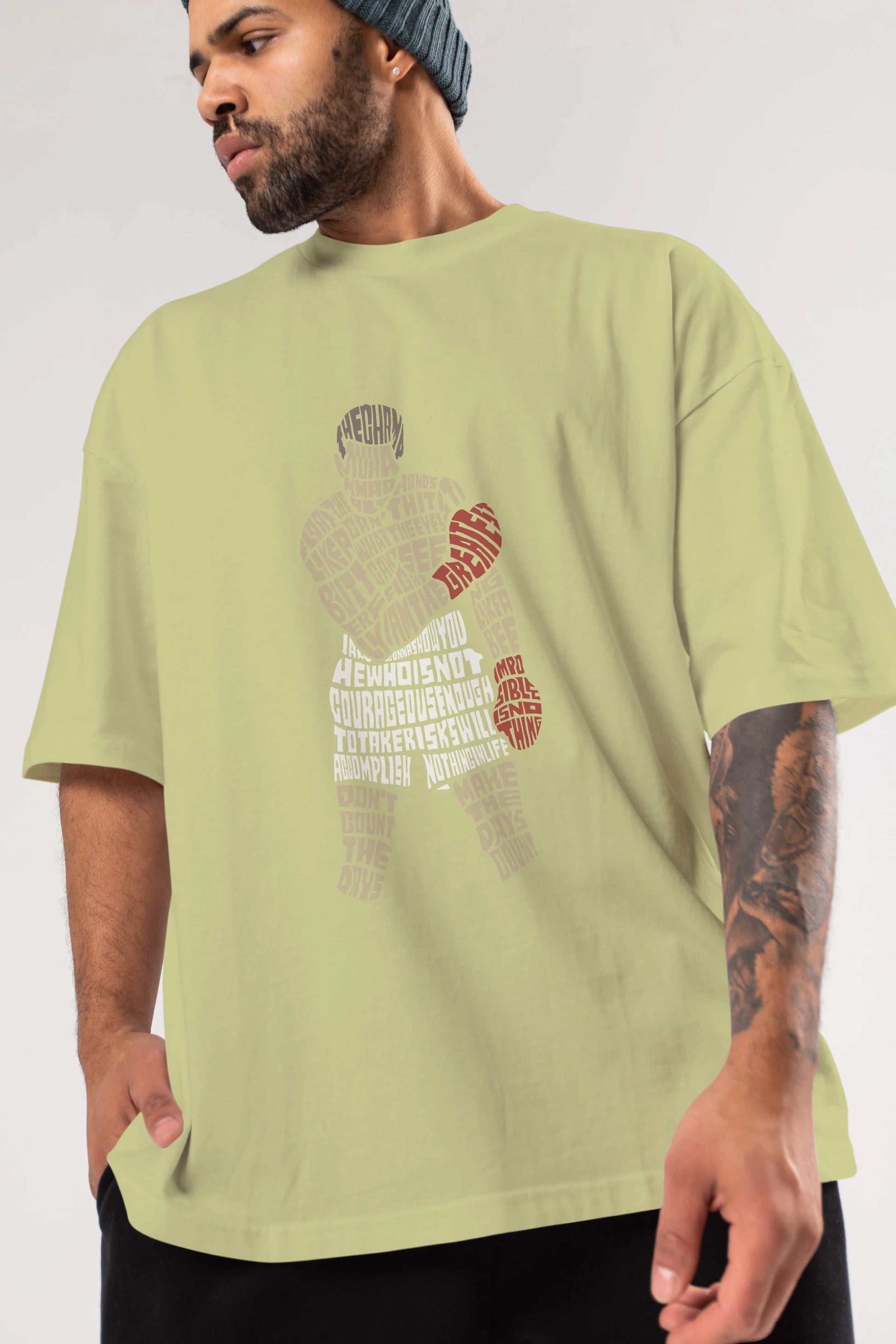 The Champ Muhammad Ali Ön Baskılı Oversize t-shirt %100 pamuk Erkek Kadın Unisex