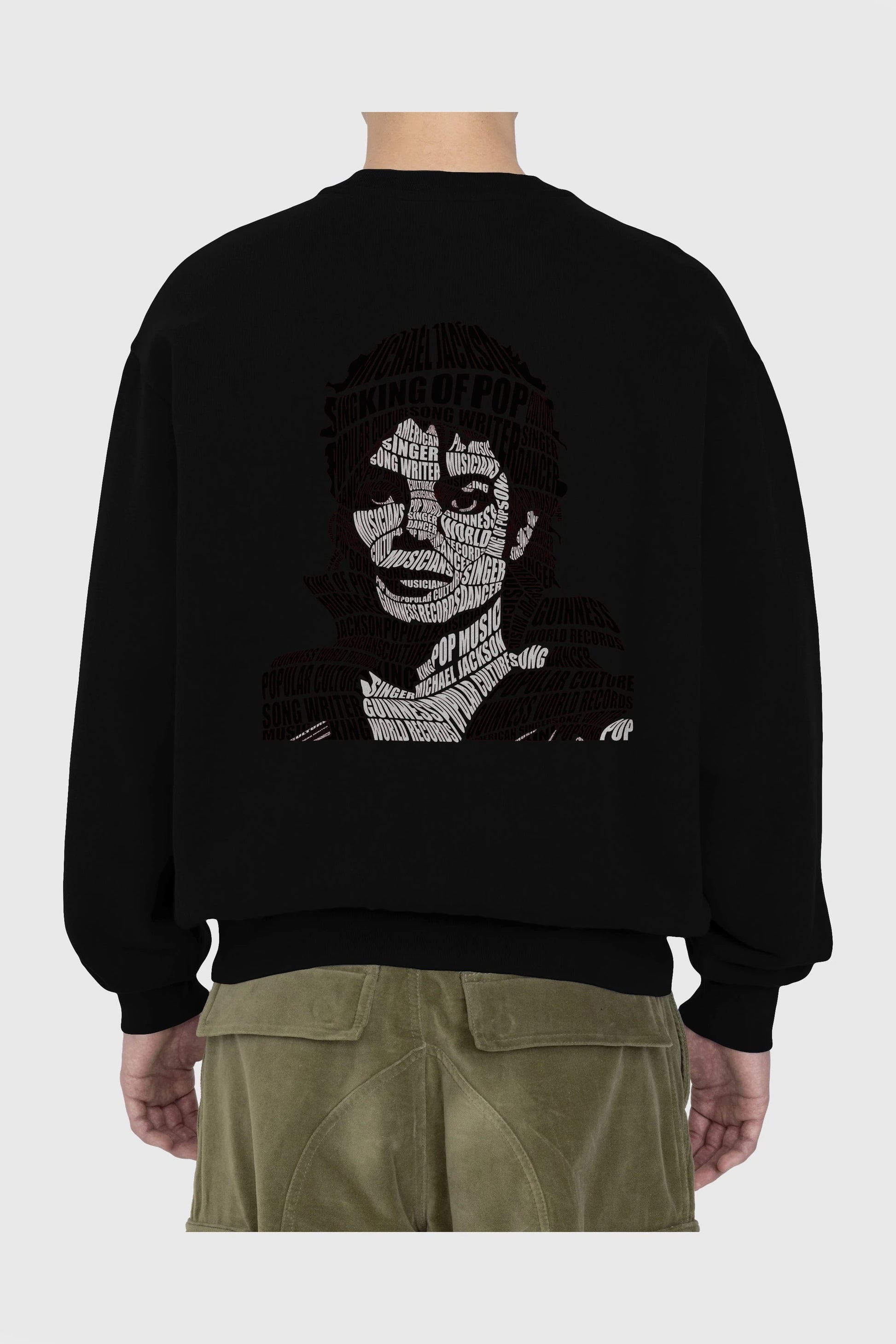 Michael Jackson Calligram Arka Baskılı Oversize Sweatshirt Erkek Kadın Unisex