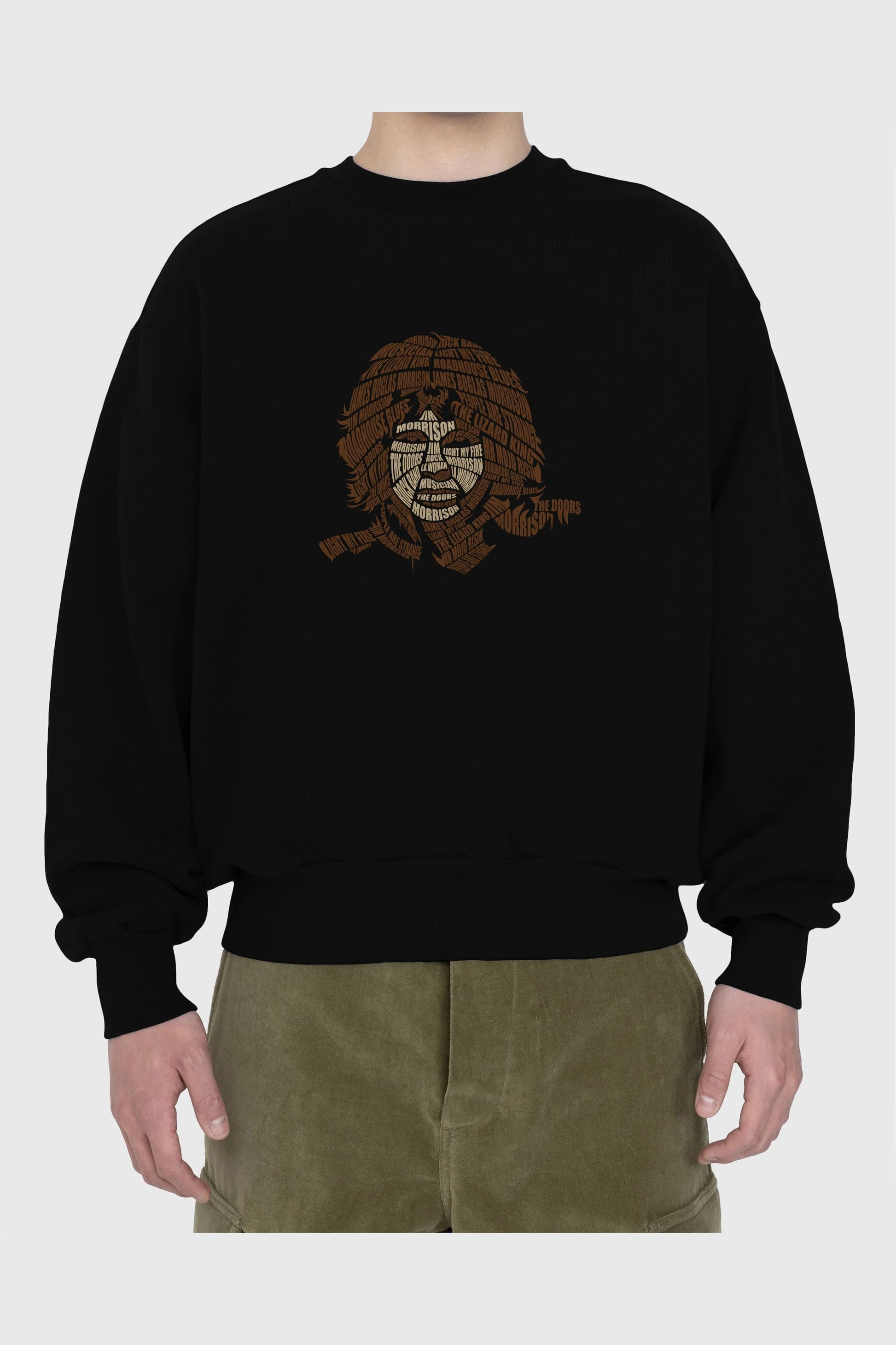Jim Morrison Calligram Ön Baskılı Oversize Sweatshirt Erkek Kadın Unisex