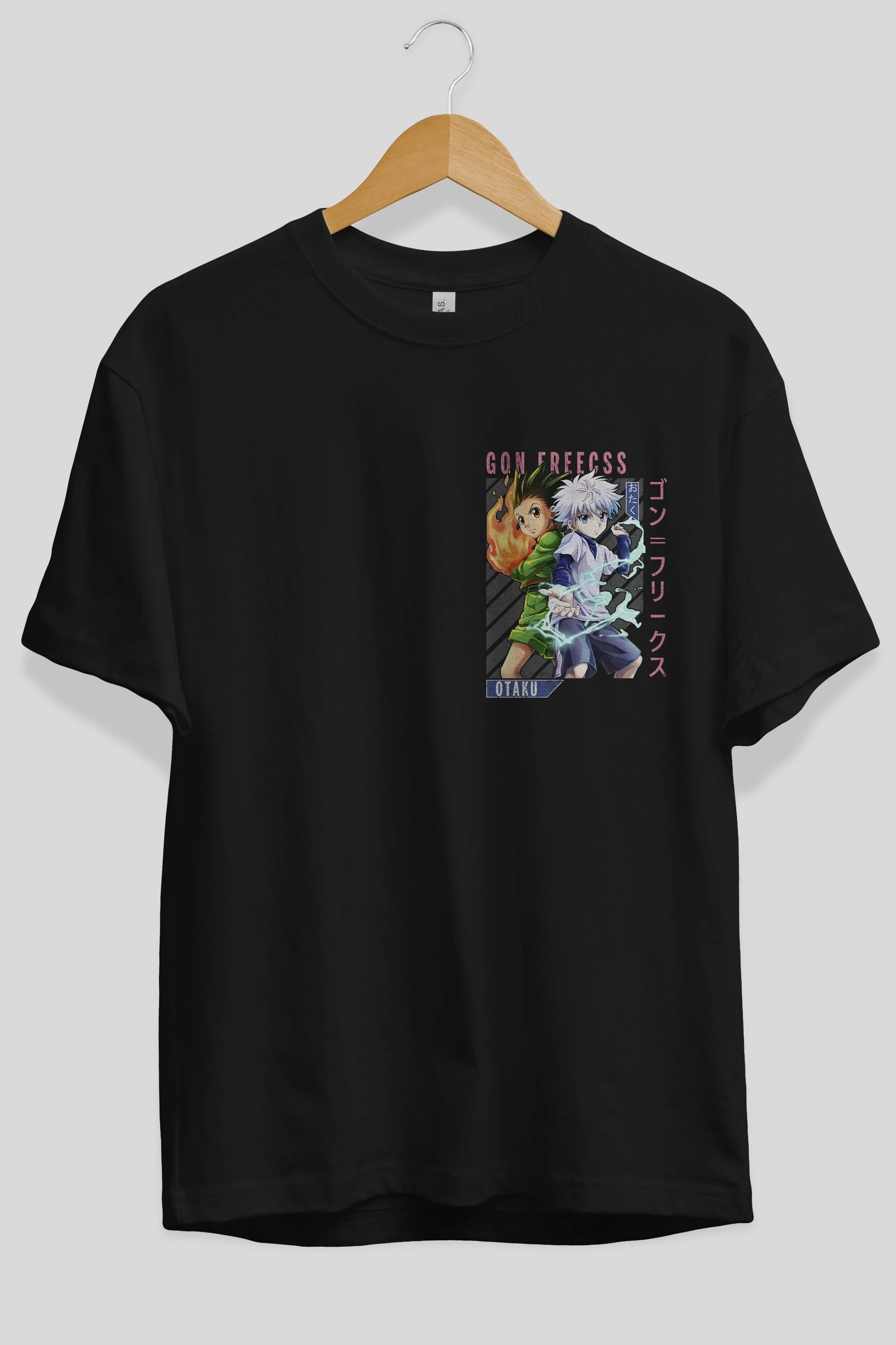 Gon Freecss HUNTER X HUNTER 1 Ön Sol Baskılı Oversize t-shirt Erkek Kadın Unisex %100 Pamuk Bisiklet Yaka tişort