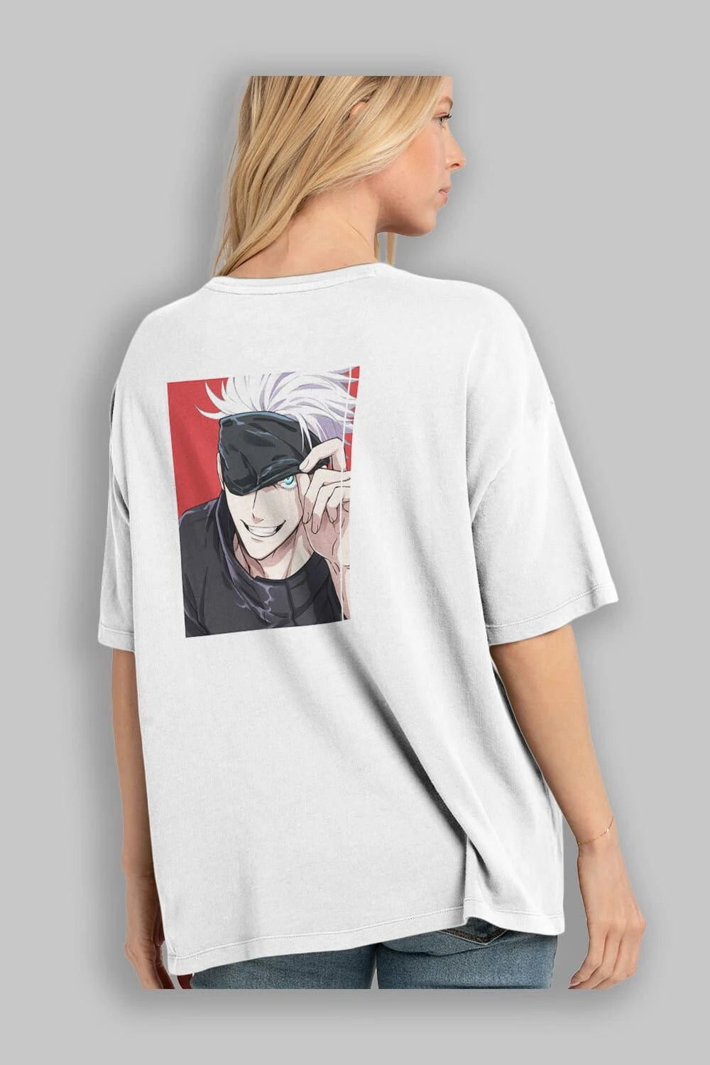 JUJUTSU KAISEN Anime Arka Baskılı Oversize t-shirt Erkek Kadın Unisex