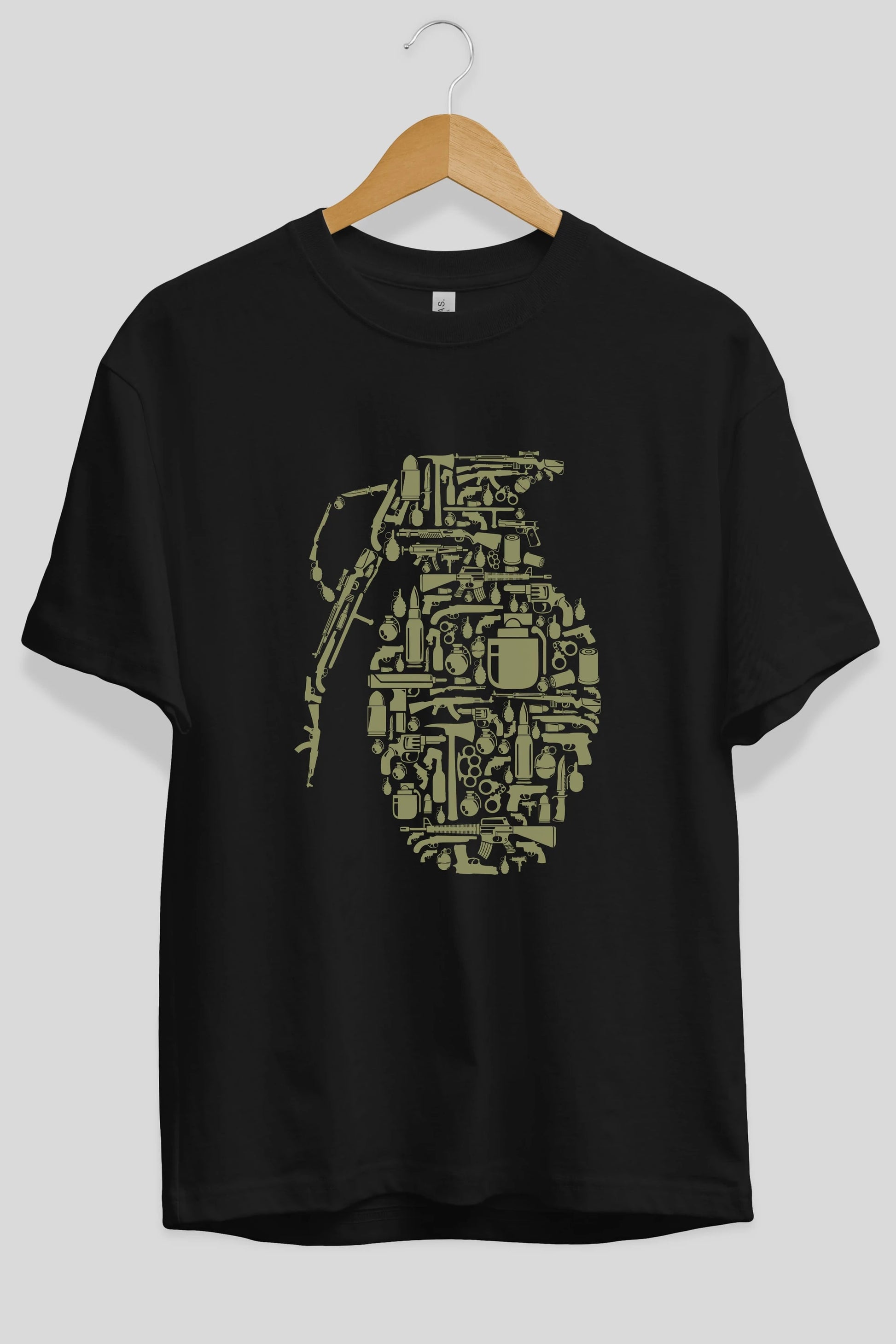 Grenade Ön Baskılı Oversize t-shirt %100 pamuk Erkek Kadın Unisex