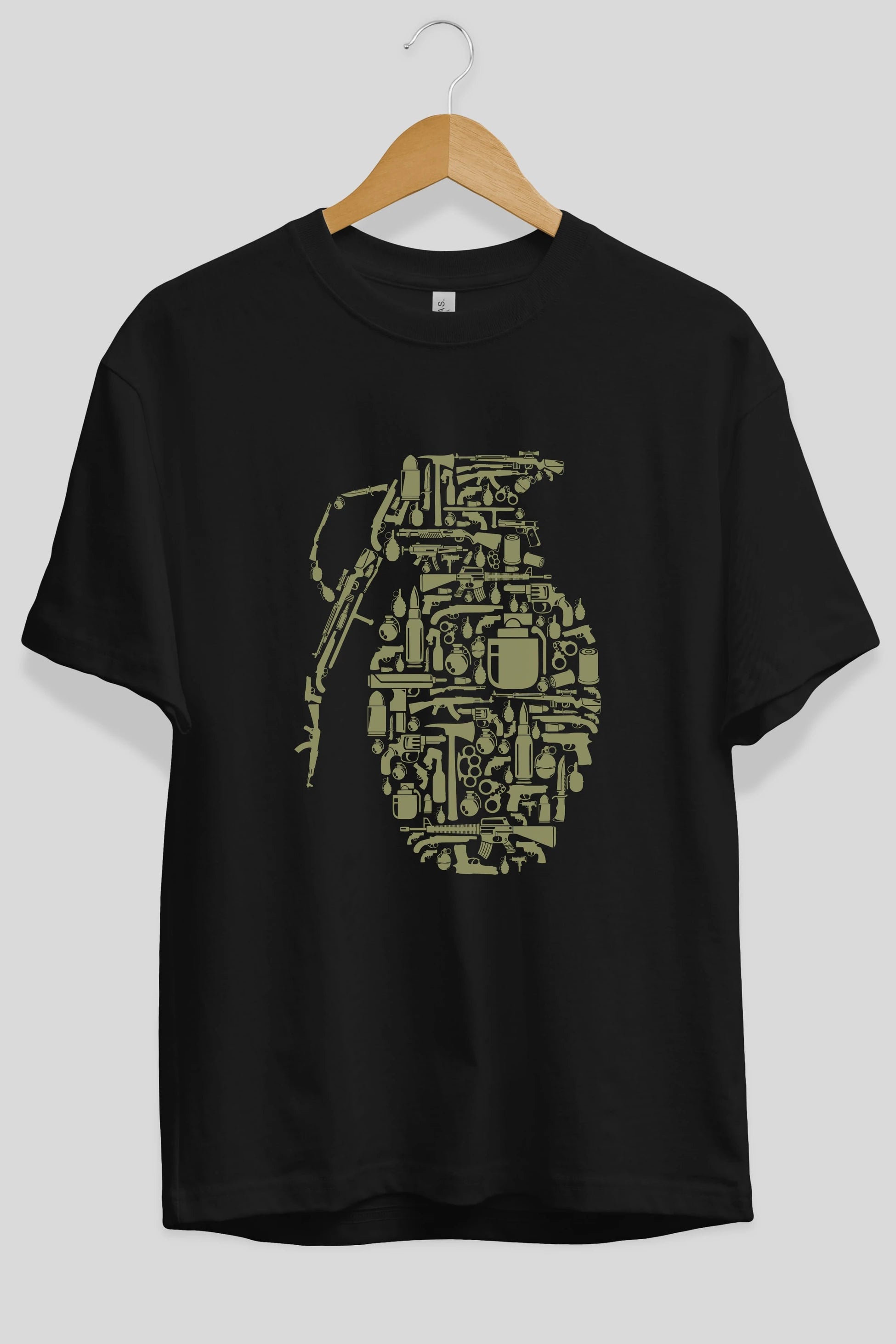 Grenade Ön Baskılı Oversize t-shirt %100 pamuk Erkek Kadın Unisex