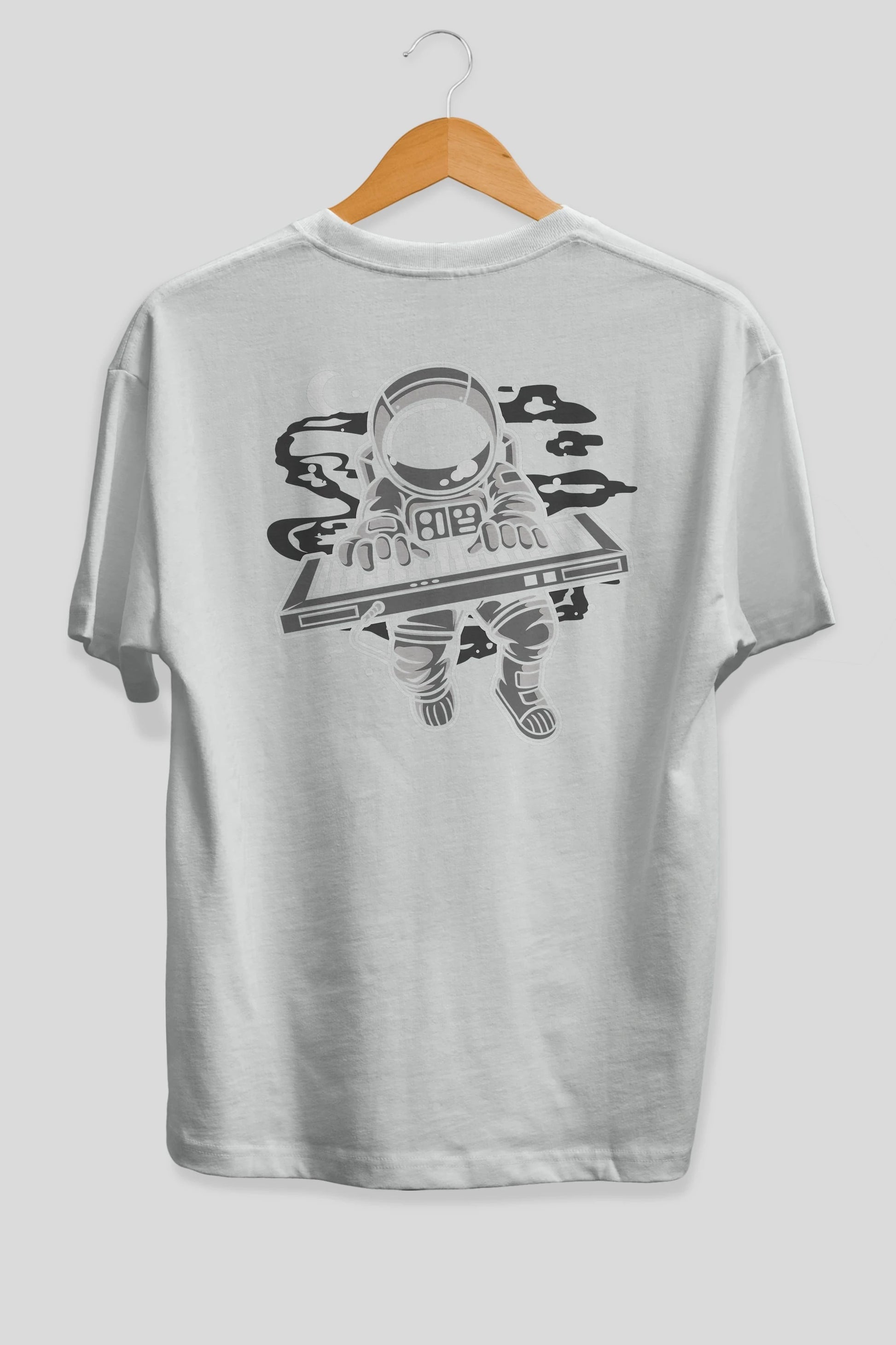 Astronaut Keyboard Arka Baskılı Oversize t-shirt Erkek Kadın Unisex