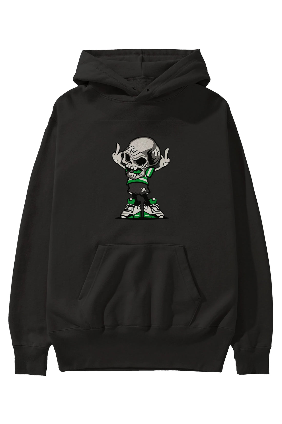 Skull F Hand Ön Baskılı Hoodie Oversize Kapüşonlu Sweatshirt Erkek Kadın Unisex