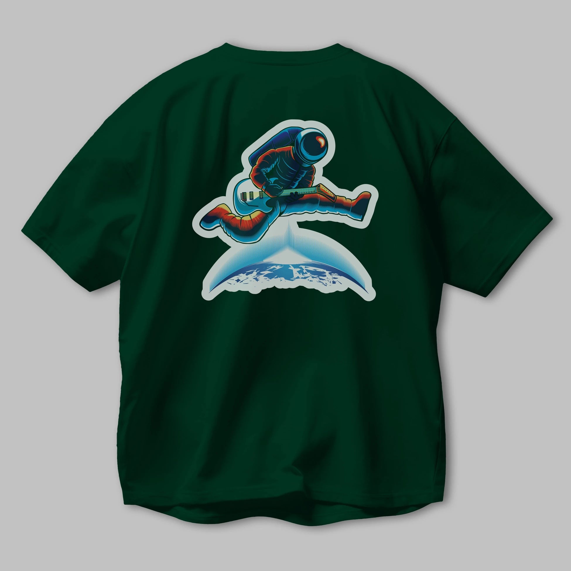 Astroguitar Sticker Arka Baskılı Oversize t-shirt Erkek Kadın Unisex