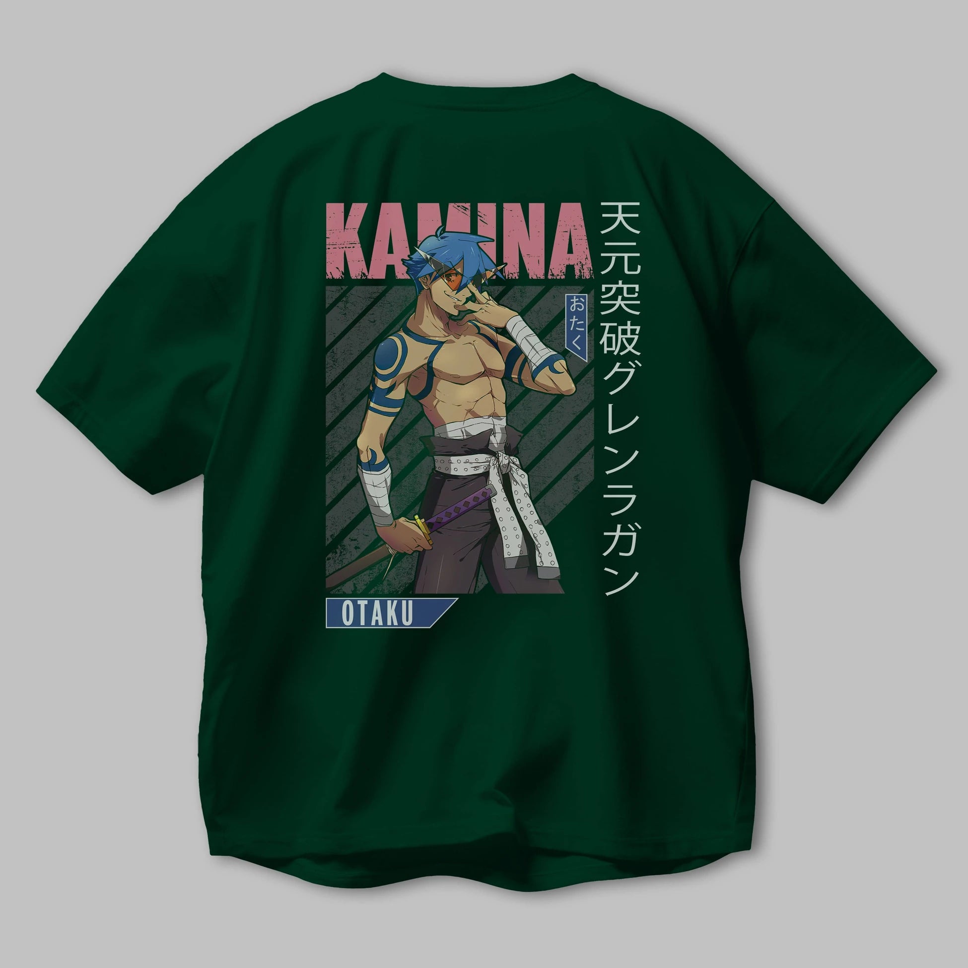 Kamina 5 Anime Arka Baskılı Oversize t-shirt Erkek Kadın Unisex
