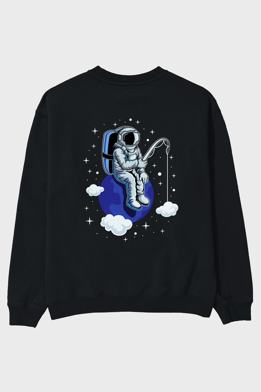 Astronaut Fishing (2) Arka Baskılı Oversize Sweatshirt Erkek Kadın Unisex