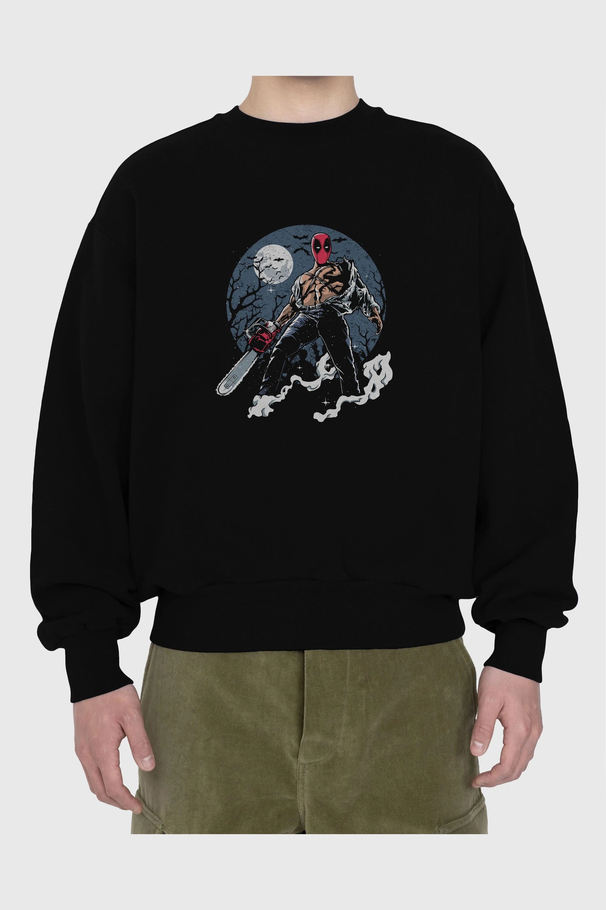 Evil Deadpool Ön Baskılı Oversize Sweatshirt Erkek Kadın Unisex