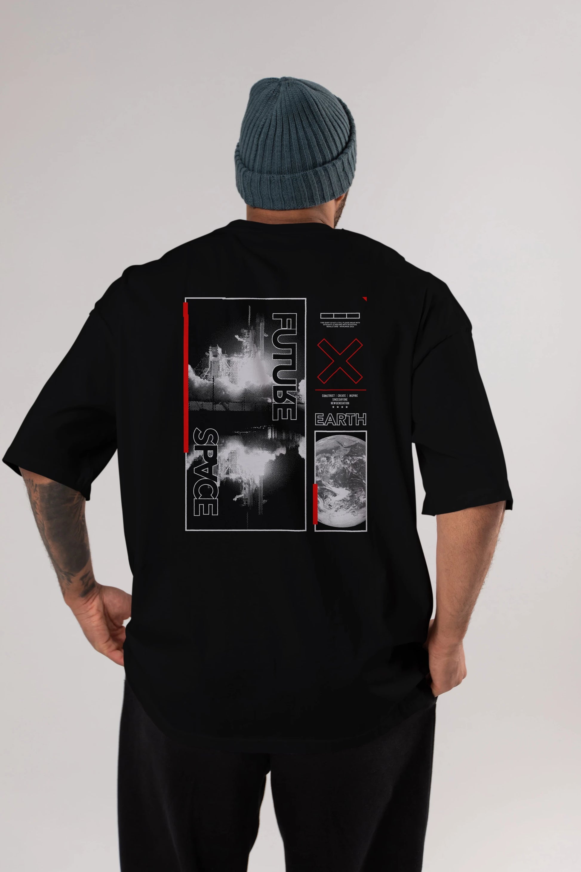 Future Space Arka Baskılı Oversize t-shirt Erkek Kadın Unisex