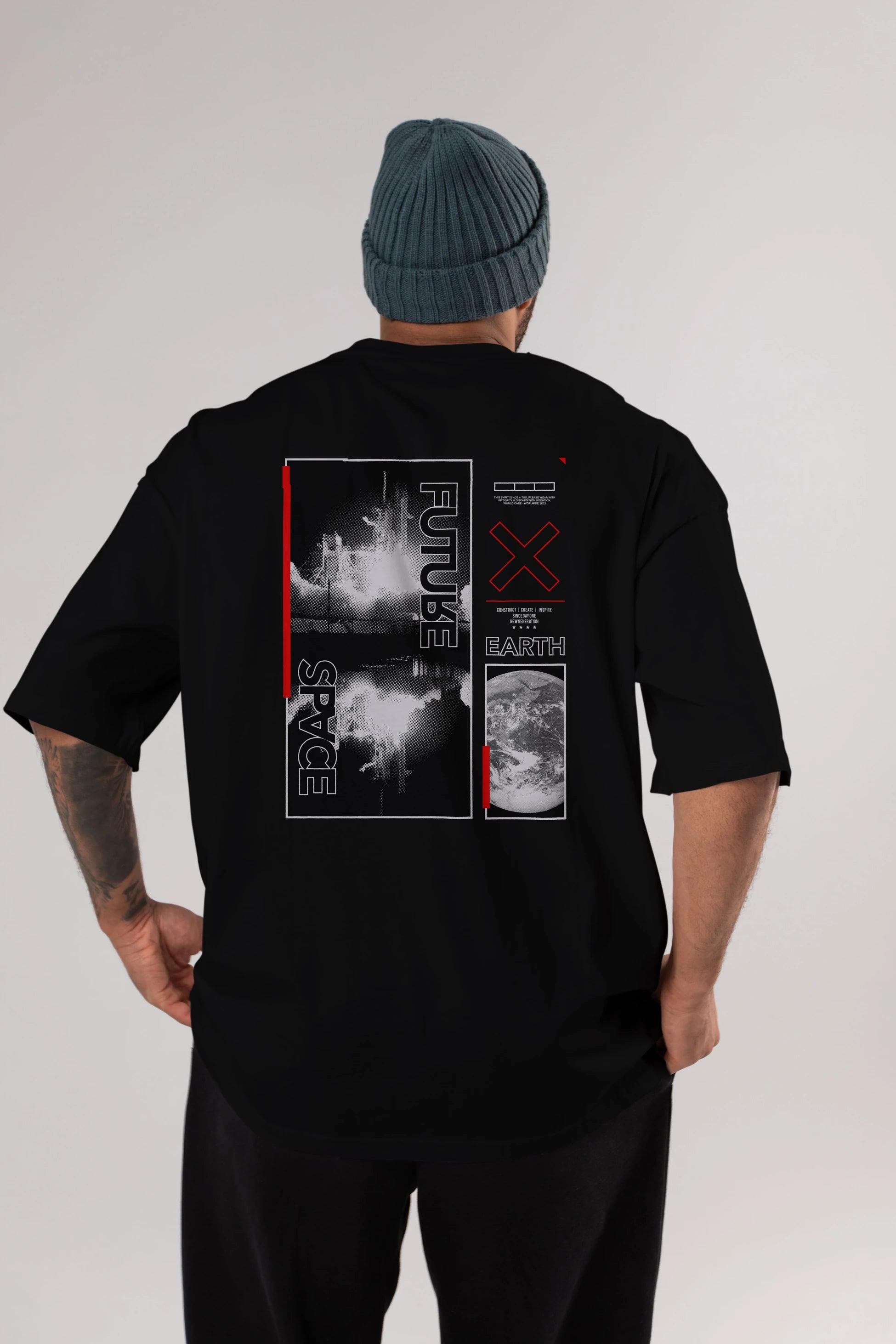 Future Space Arka Baskılı Oversize t-shirt Erkek Kadın Unisex