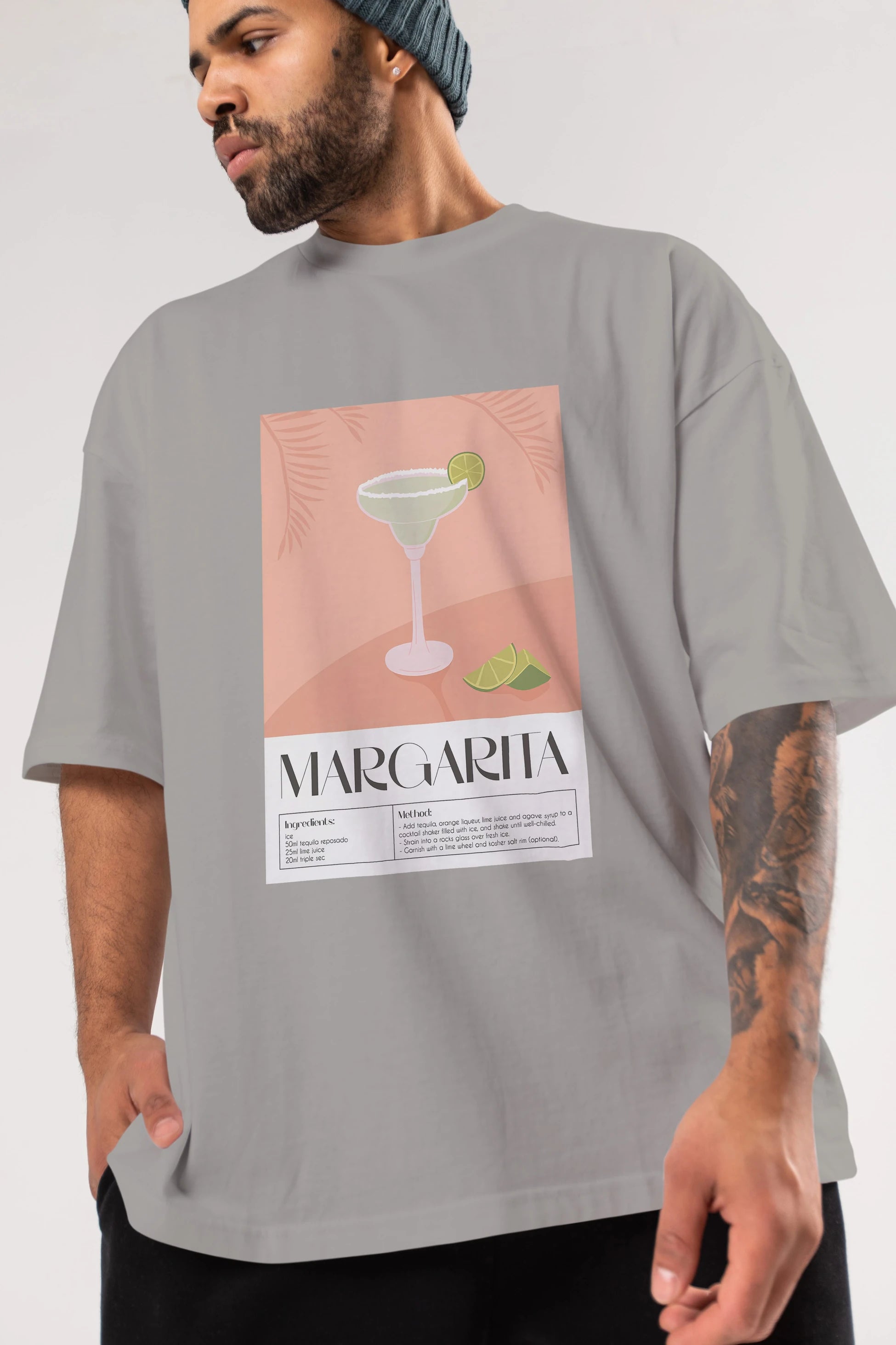 Margarita 5 Ön Baskılı Oversize t-shirt Erkek Kadın Unisex %100 Pamuk Bisiklet Yaka tişort