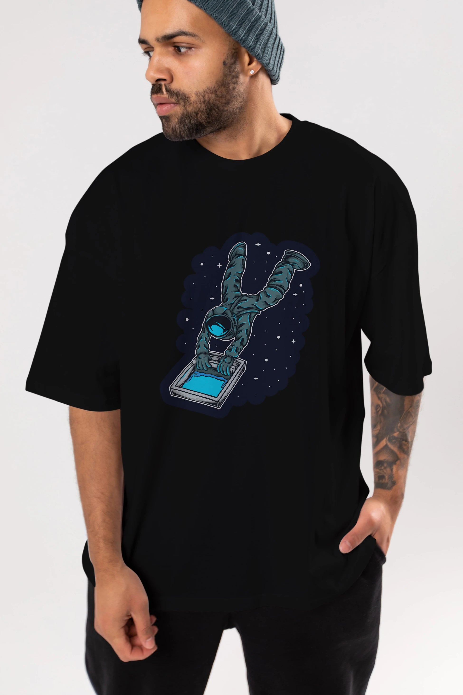 Astroscreen Sticker Ön Baskılı Oversize t-shirt Erkek Kadın Unisex