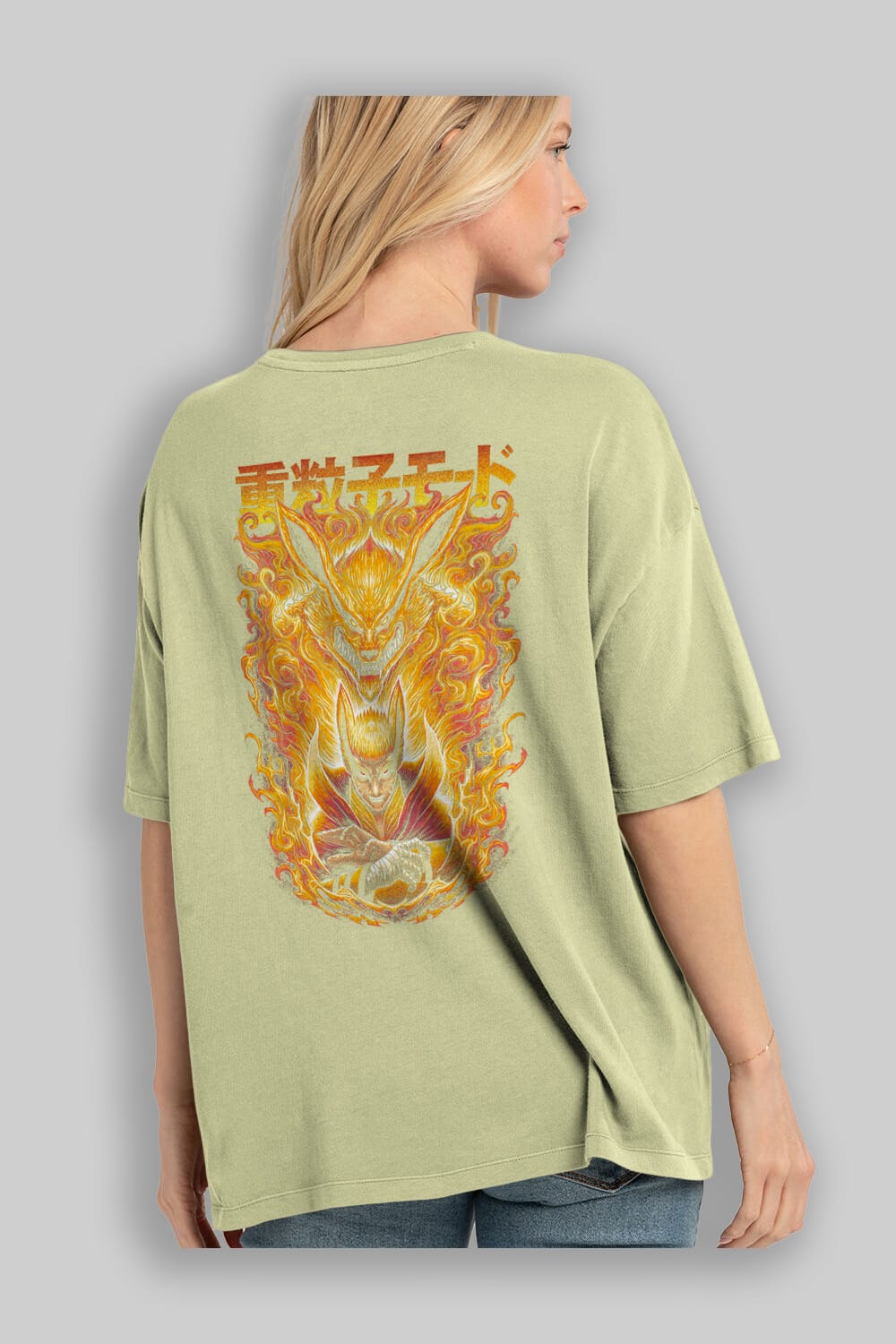 NARUTO KYUUBI 1 Anime Arka Baskılı Oversize t-shirt Erkek Kadın Unisex
