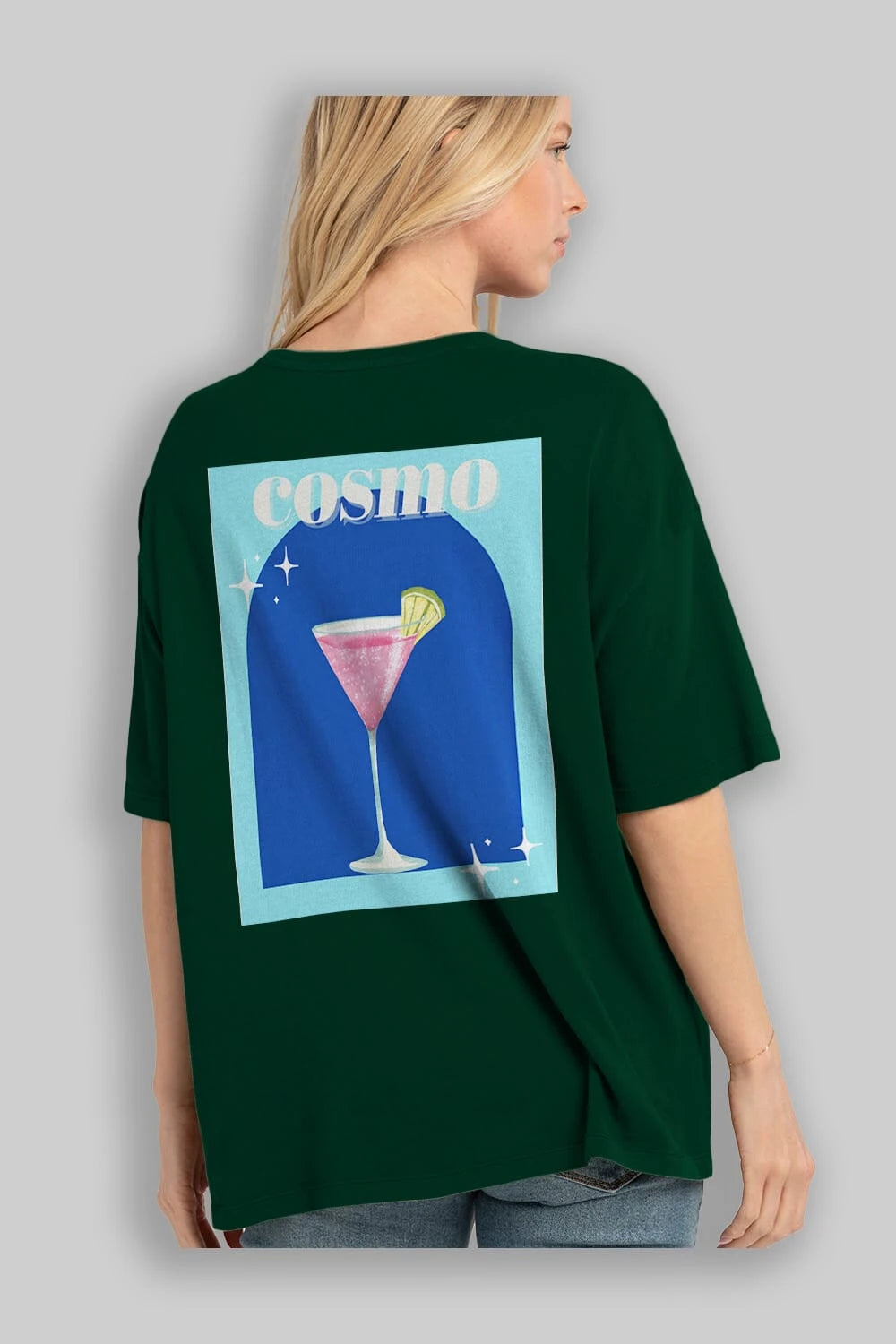 Cosmopolitan 2 Arka Baskılı Oversize t-shirt Erkek Kadın Unisex %100 Pamuk Bisiklet Yaka tişort