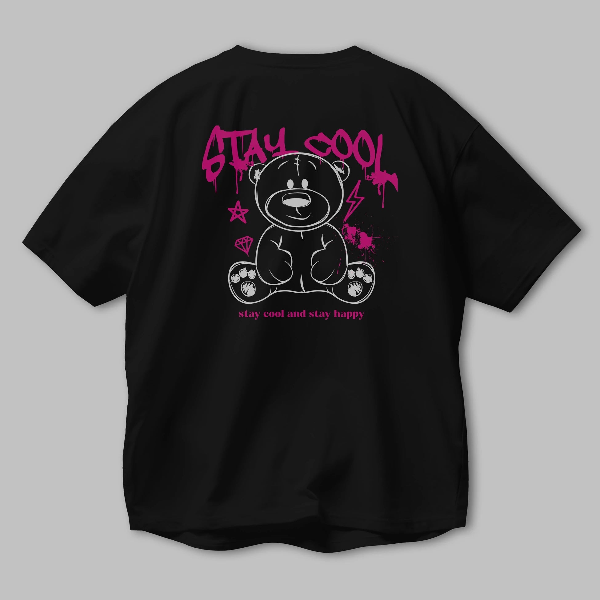 Teddy Bear Stay Cool Arka Baskılı Oversize t-shirt Erkek Kadın Unisex
