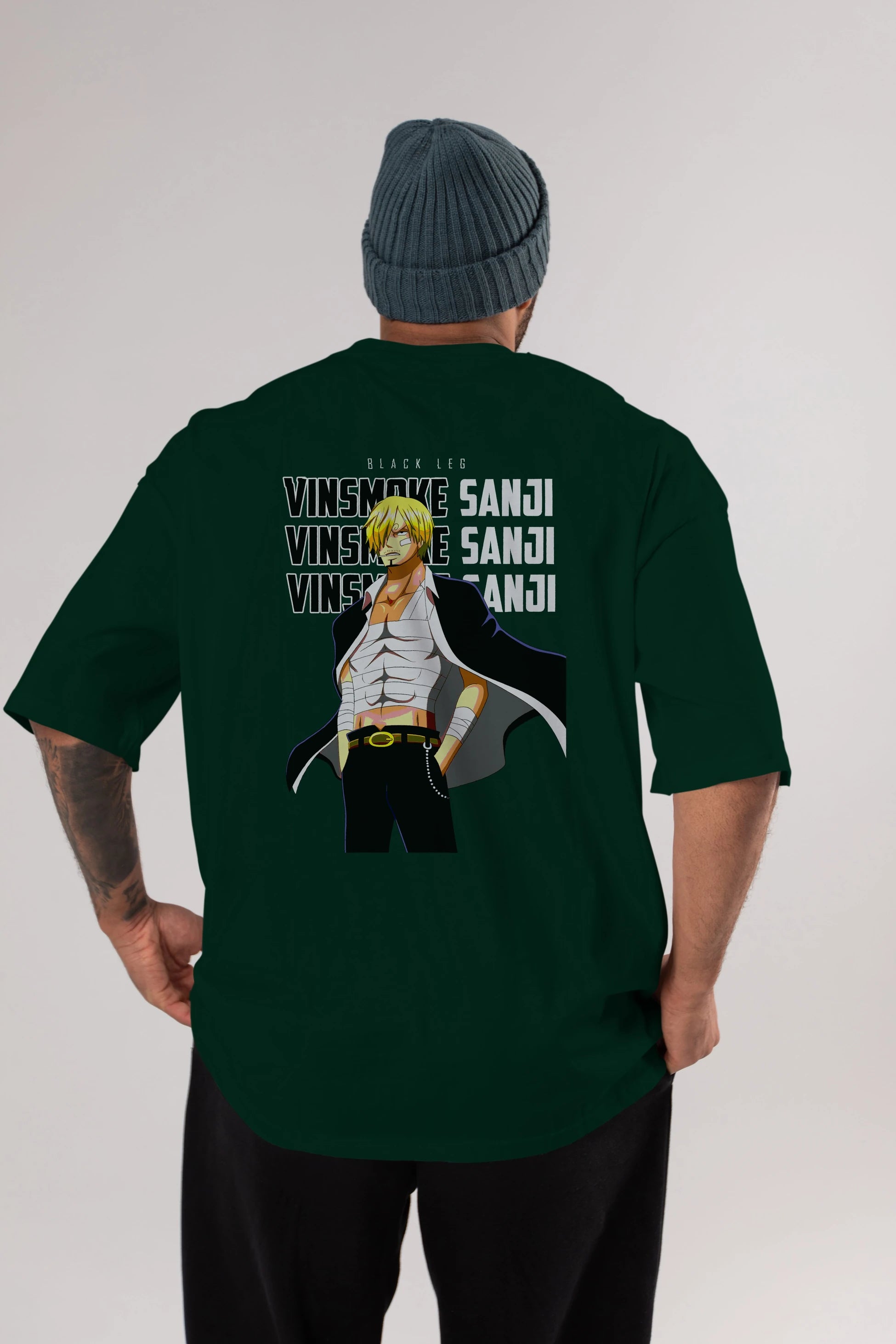 Sanji Anime Arka Baskılı Oversize t-shirt Erkek Kadın Unisex %100 pamuk tişort