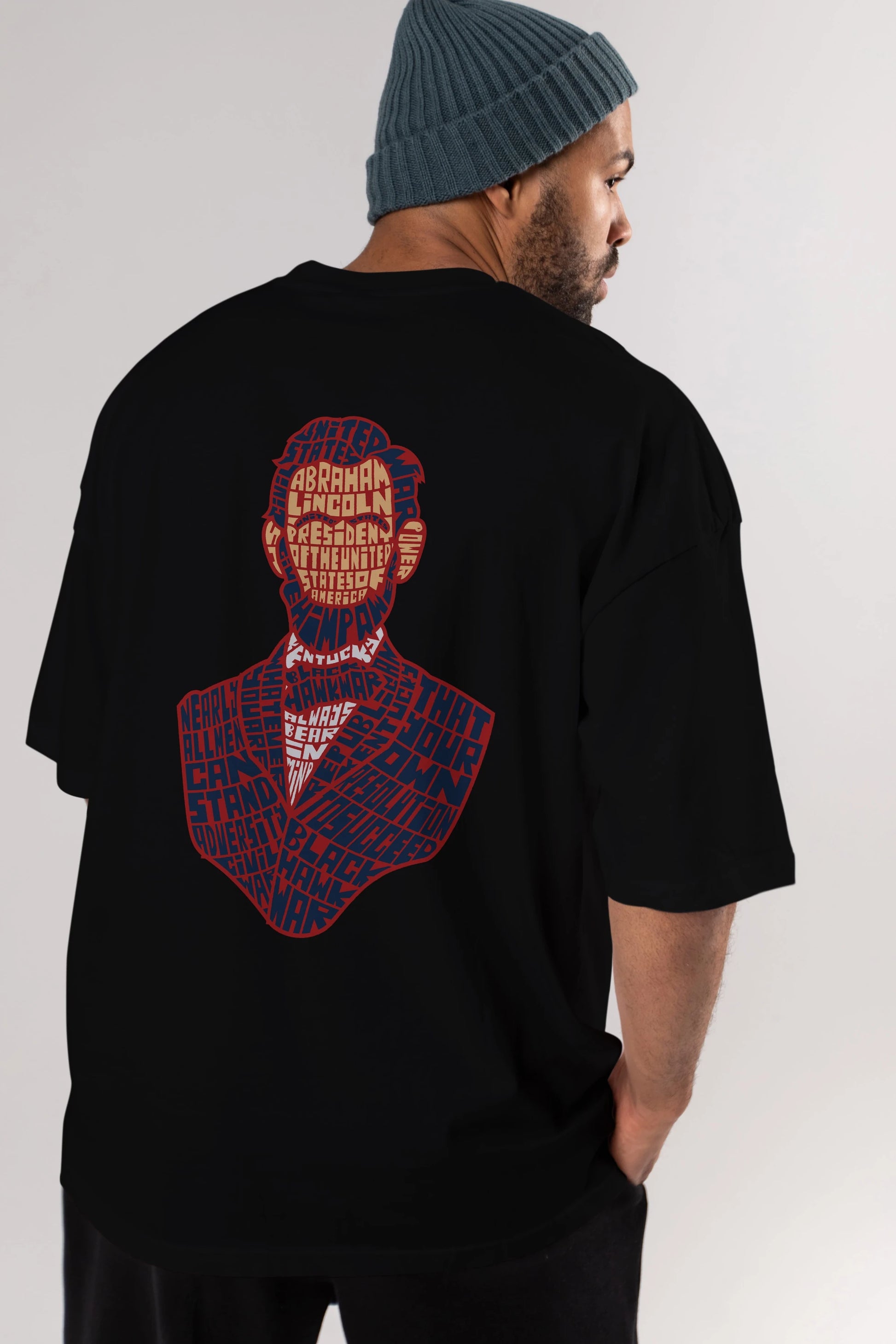 Abraham Lincoln Arka Baskılı Oversize t-shirt %100 pamuk Erkek Kadın Unisex