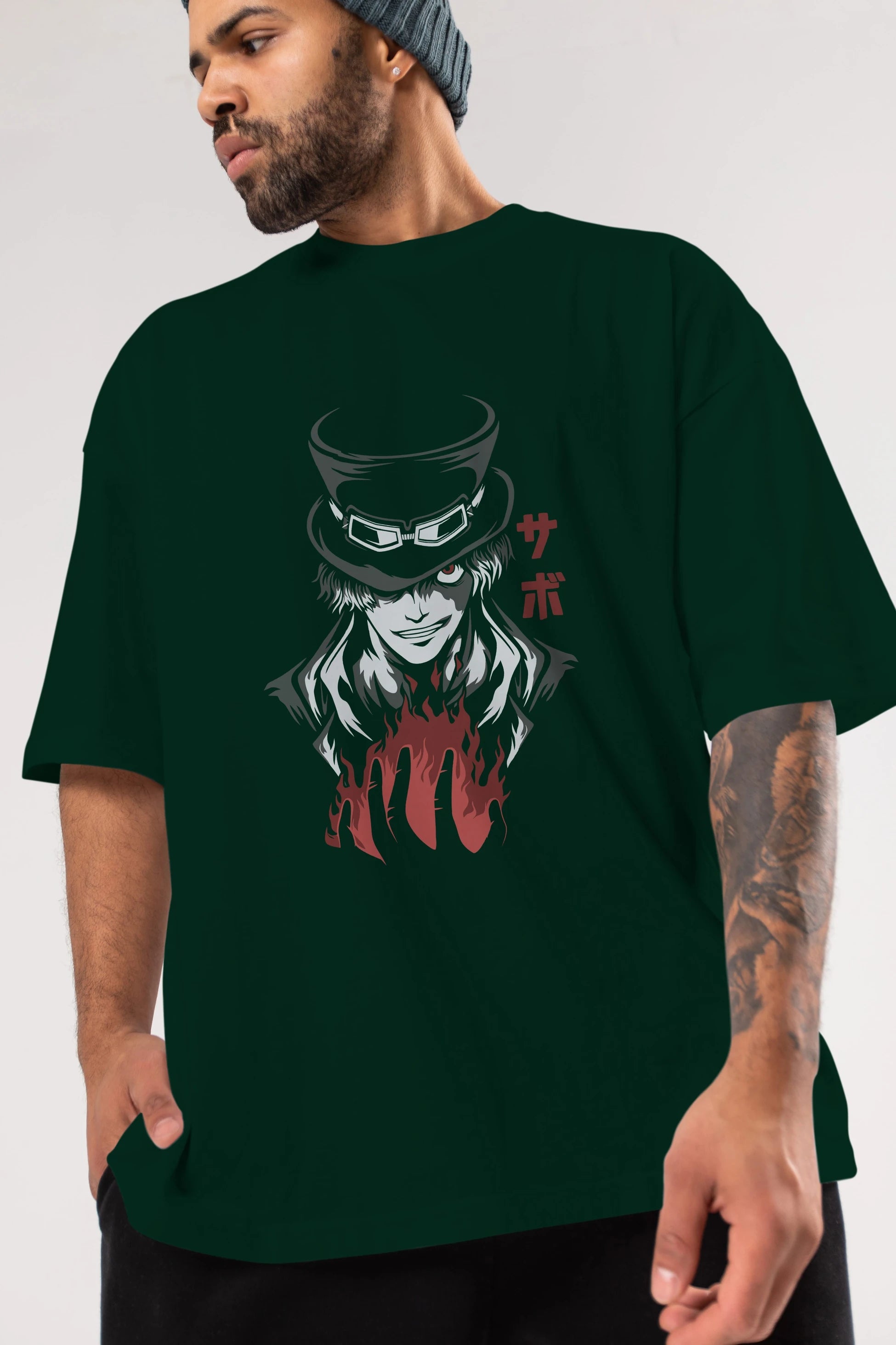 SaboOnePiece Anime Ön Baskılı Oversize t-shirt %100 pamuk Erkek Kadın Unisex