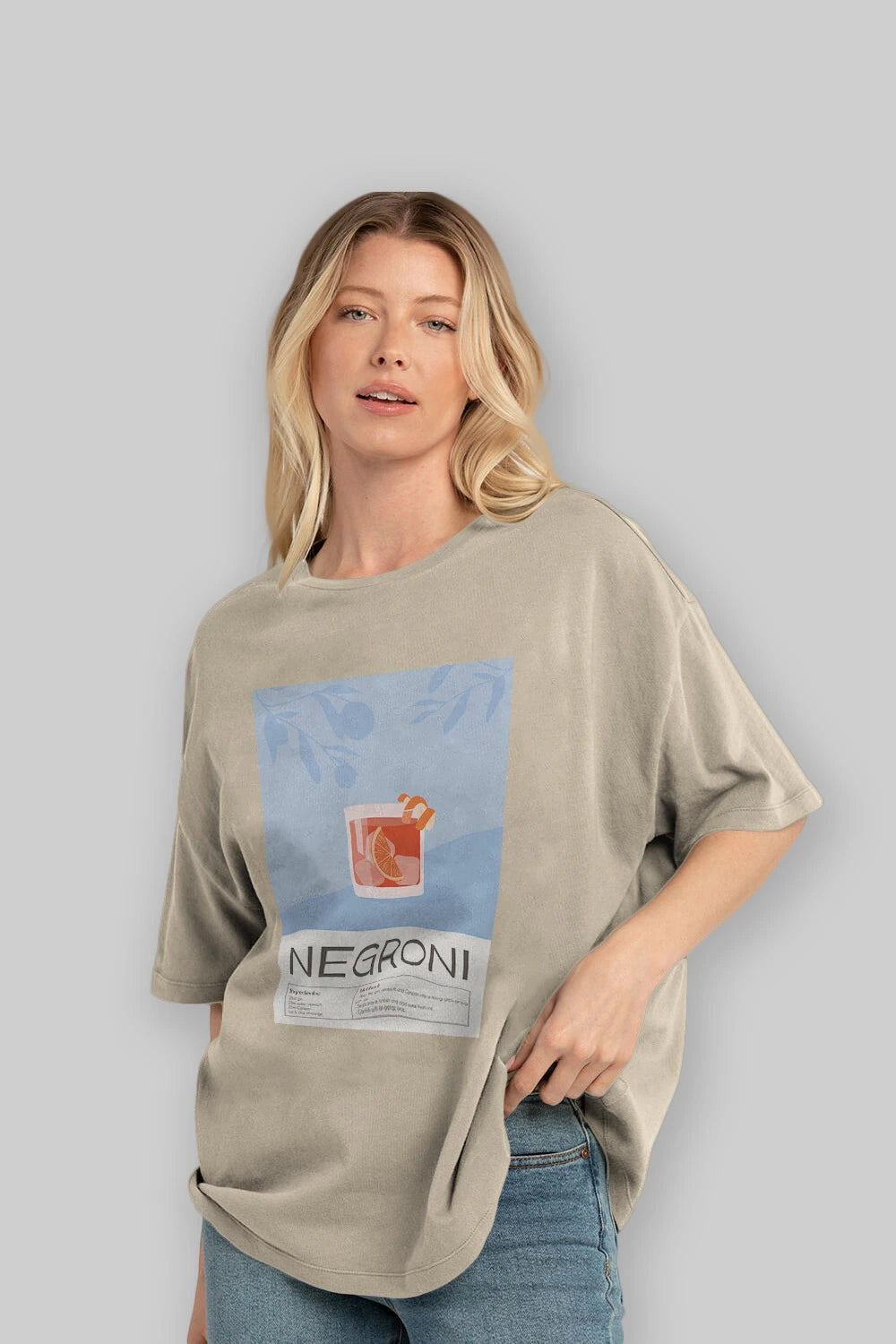 Negroni Ön Baskılı Oversize t-shirt Erkek Kadın Unisex %100 Pamuk Bisiklet Yaka tişort